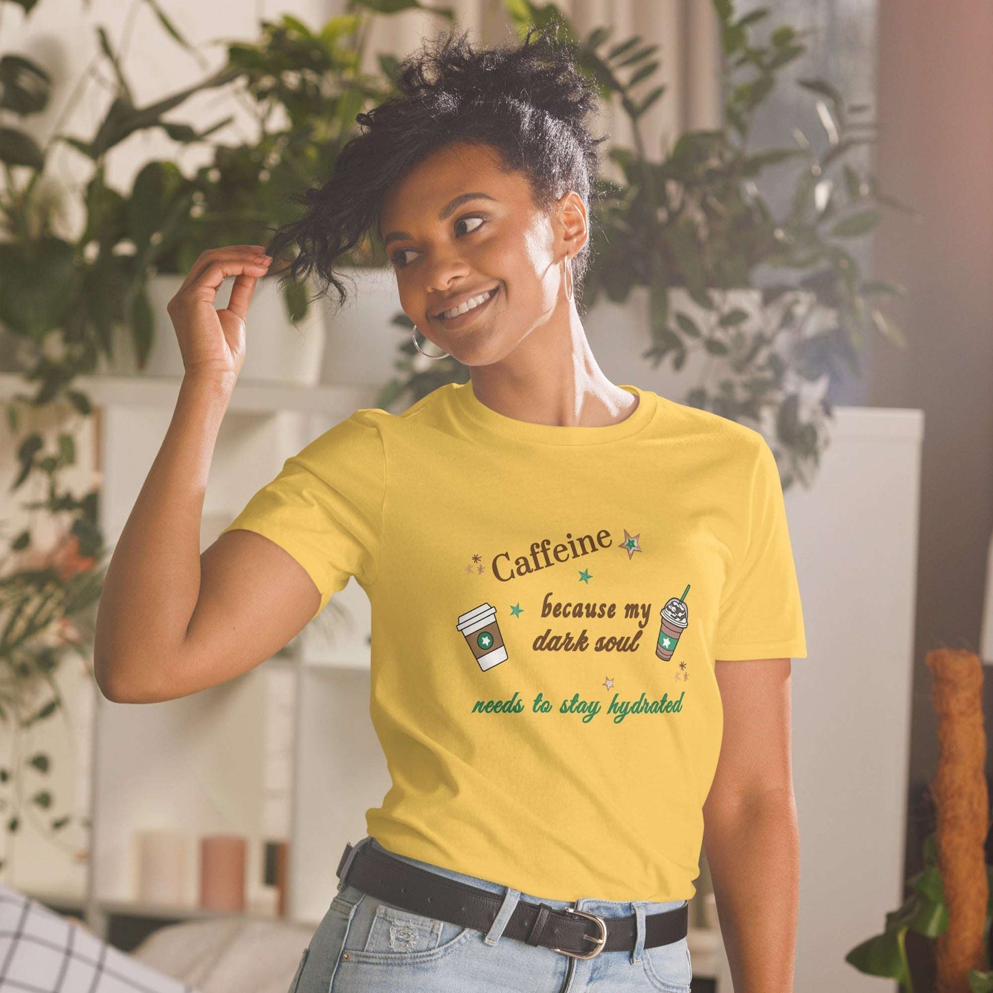 Caffeine Because My Dark Soul Needs To Stay Hydrated Unisex Tee by EraofInk