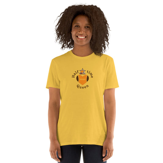 Halftime Queen Football Cheer for Orange & Brown Unisex Tee by EraofInk
