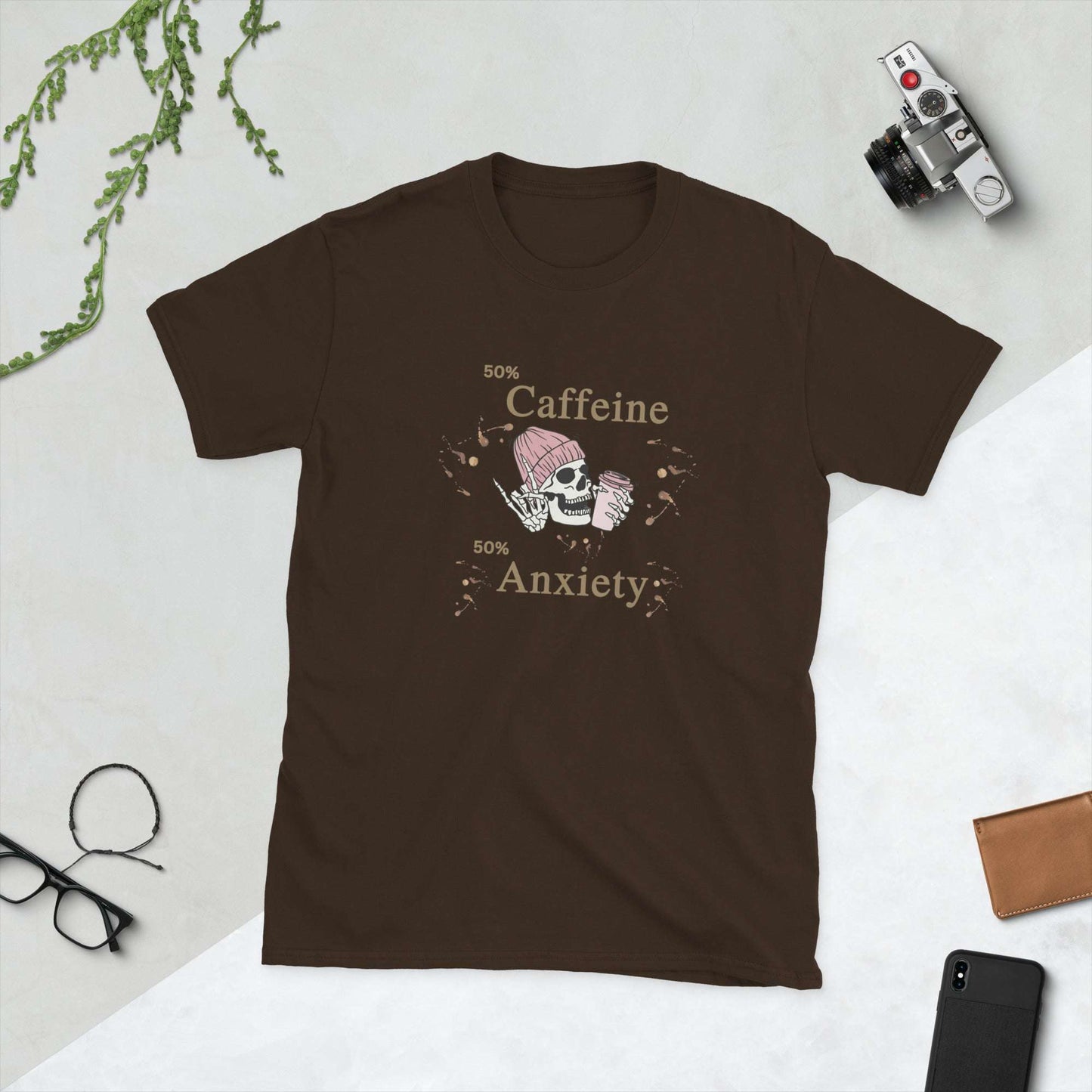 50% Caffeine 50% Anxiety Unisex Tee by EraofInk