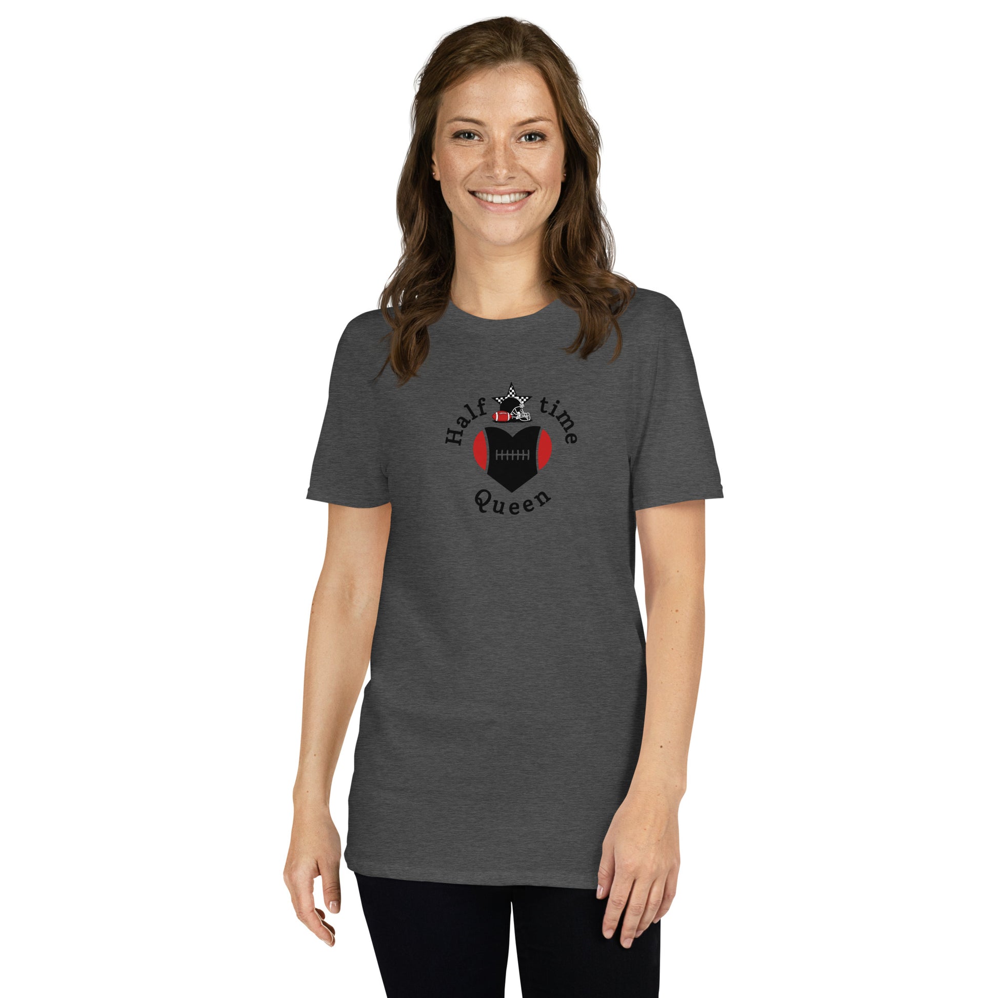 Halftime Queen Football Cheer for Red & Black Unisex Tee by EraofInk