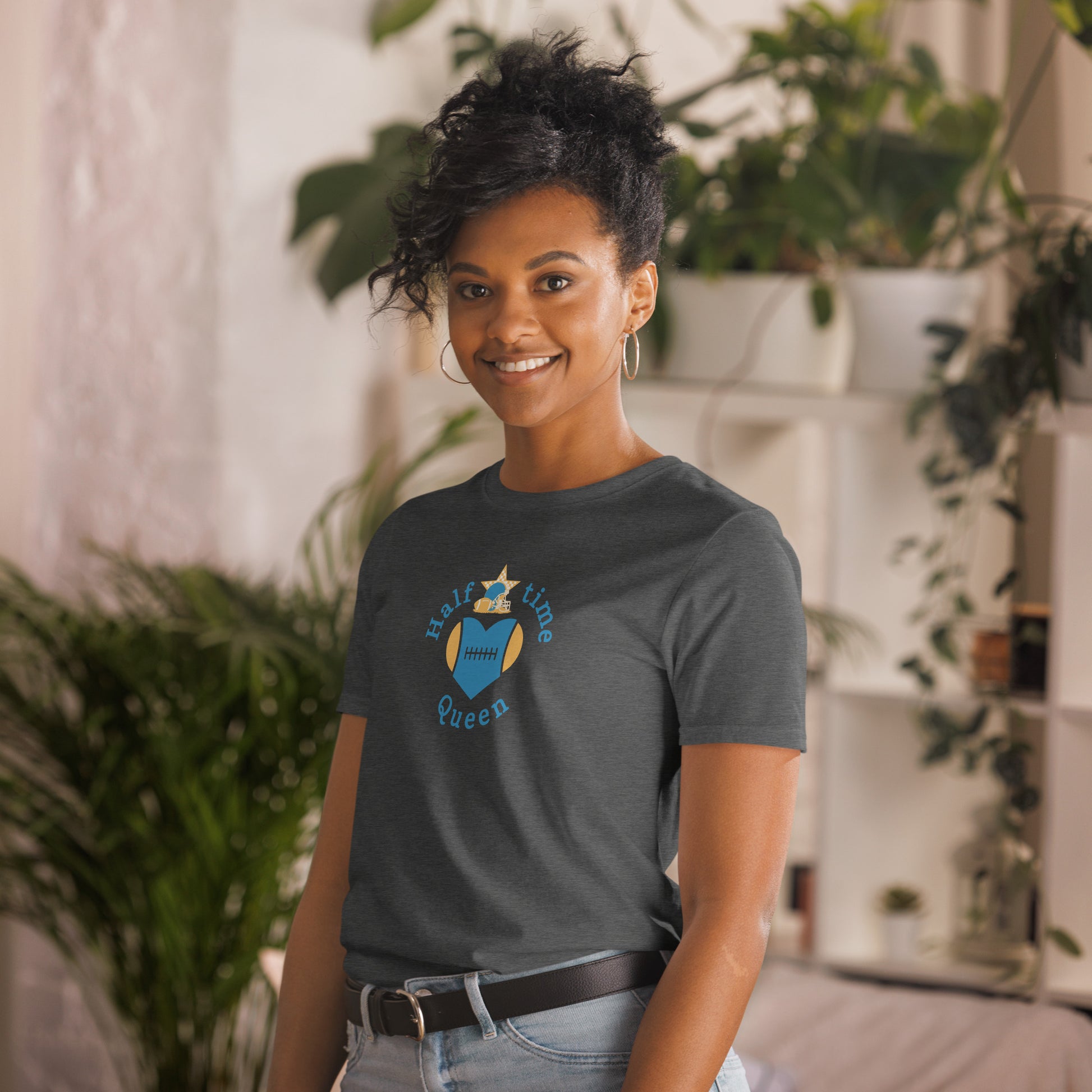 Halftime Queen Football Cheer for Teal & Gold Unisex Tee by EraofInk