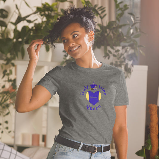 Halftime Queen Football Cheer for Blue & Gold Unisex Tee by EraofInk