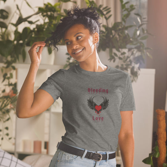 Bleeding Love Dark Angel Wings Heart Bleeding Unisex Tee by EraofInk