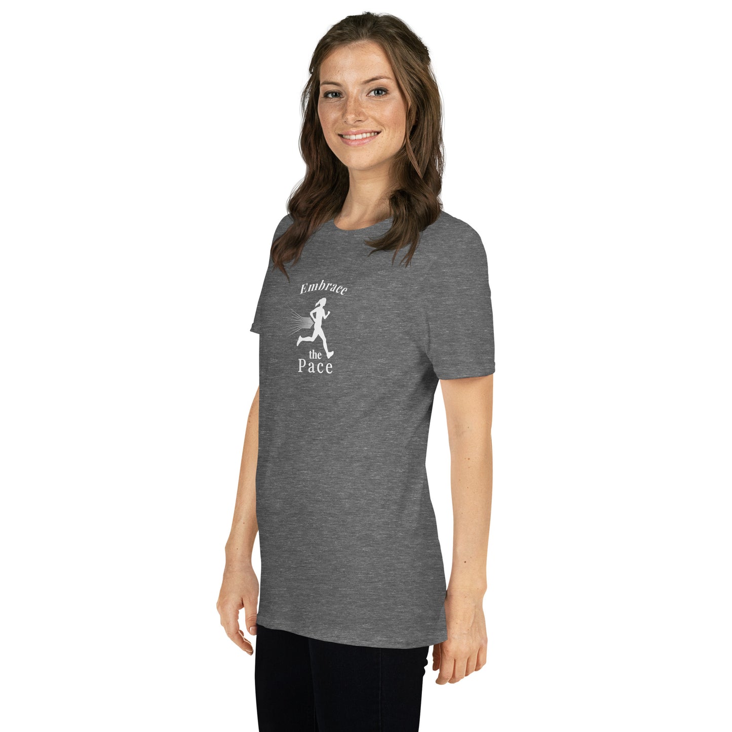 Embrace the Pace Female Runner Unisex Tee by EraofInk