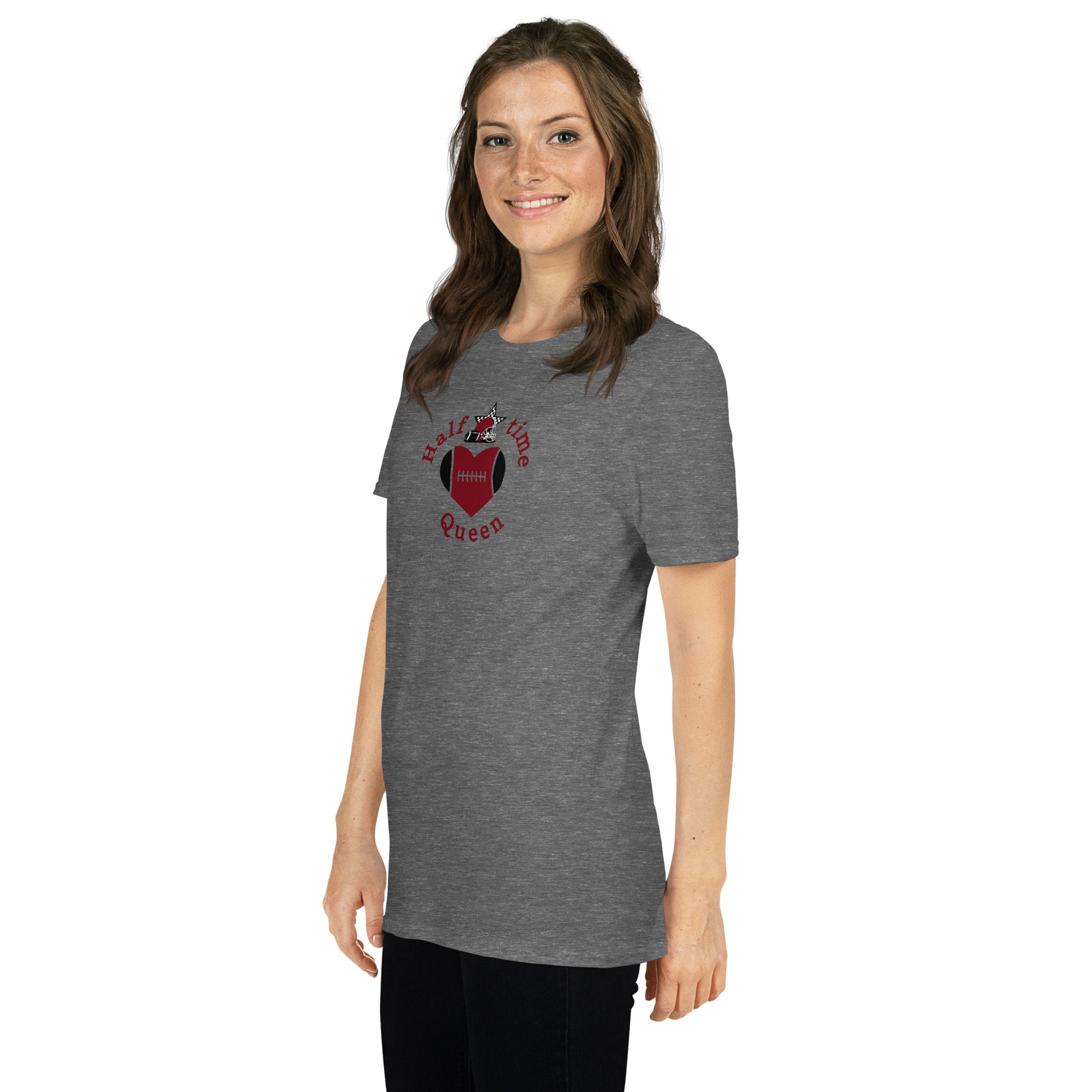 Halftime Queen Football Cheer for Red & Black Unisex Tee by EraofInk