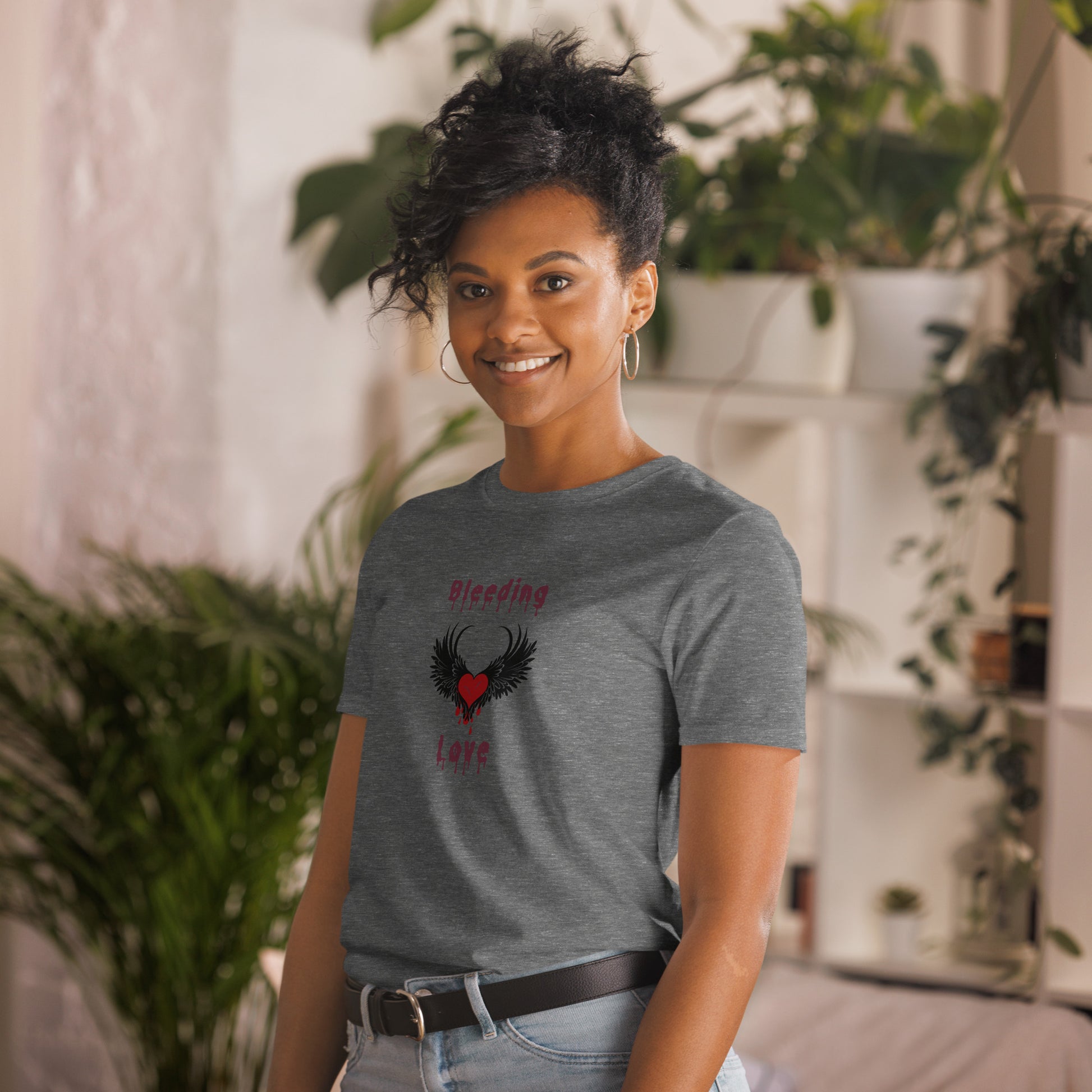 Bleeding Love Dark Angel Wings Heart Bleeding Unisex Tee by EraofInk