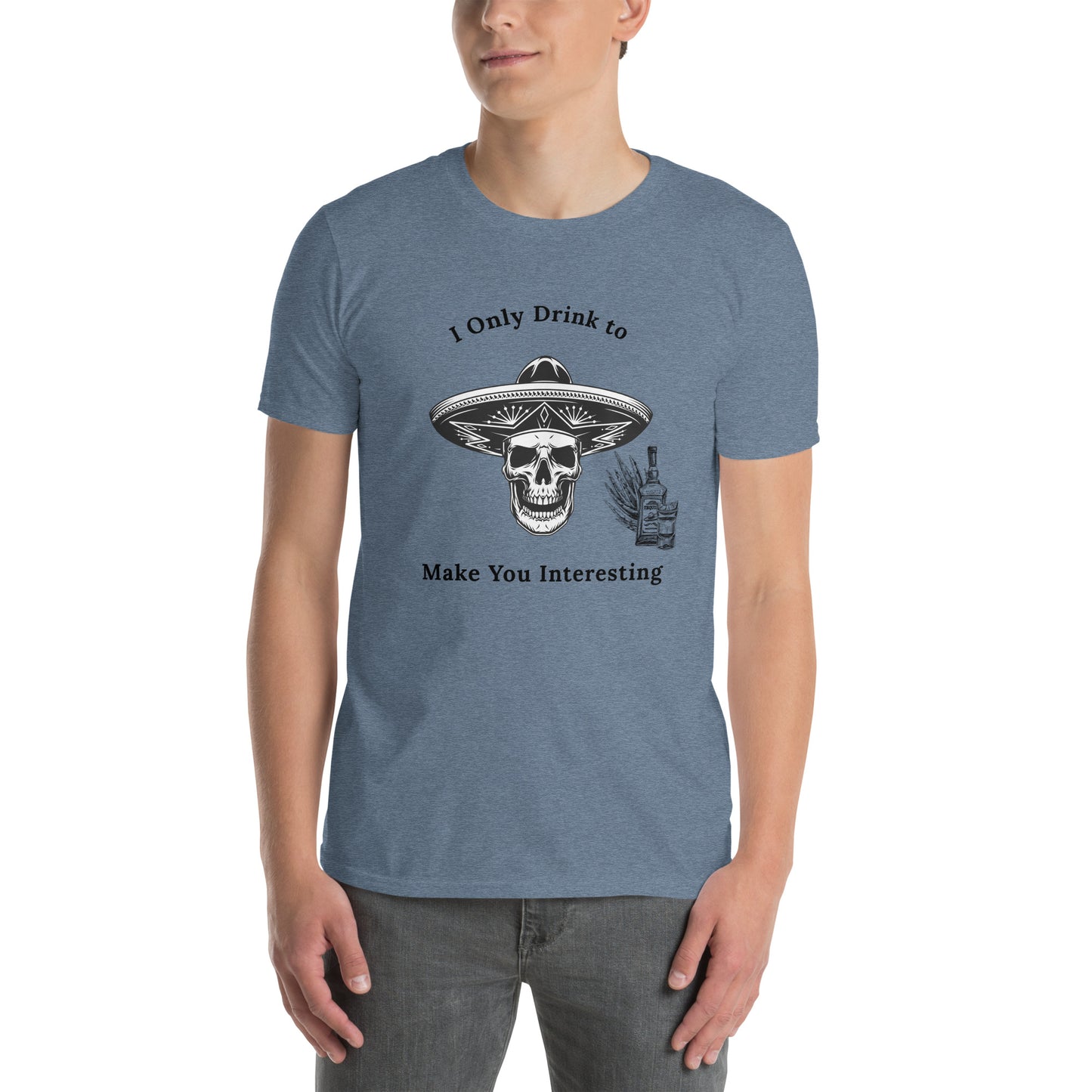 Tequila Drinker's Shirt Skull Wearing Sombrero with Tequila by EraofInk
