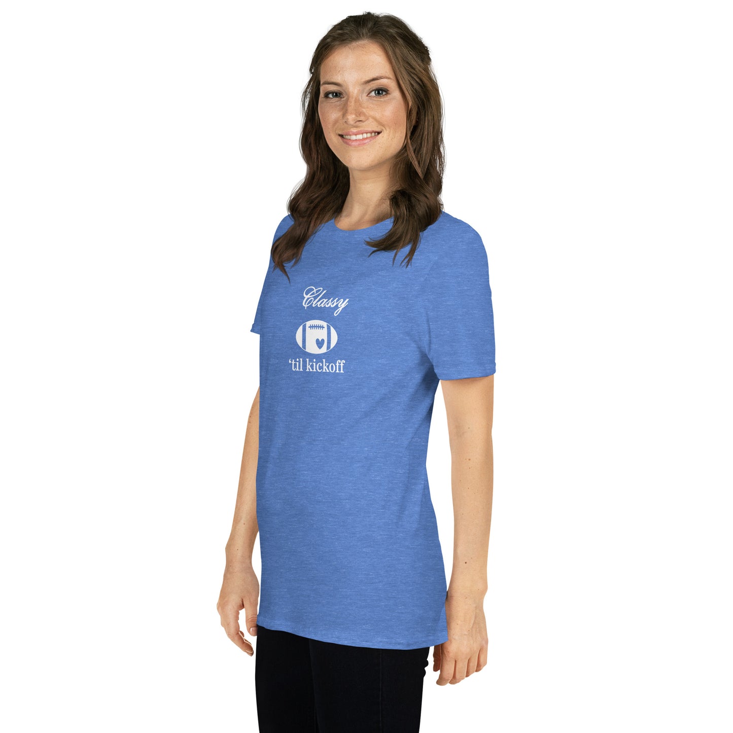 Classy 'til Kickoff Football Unisex Tee White Font by EraofInk