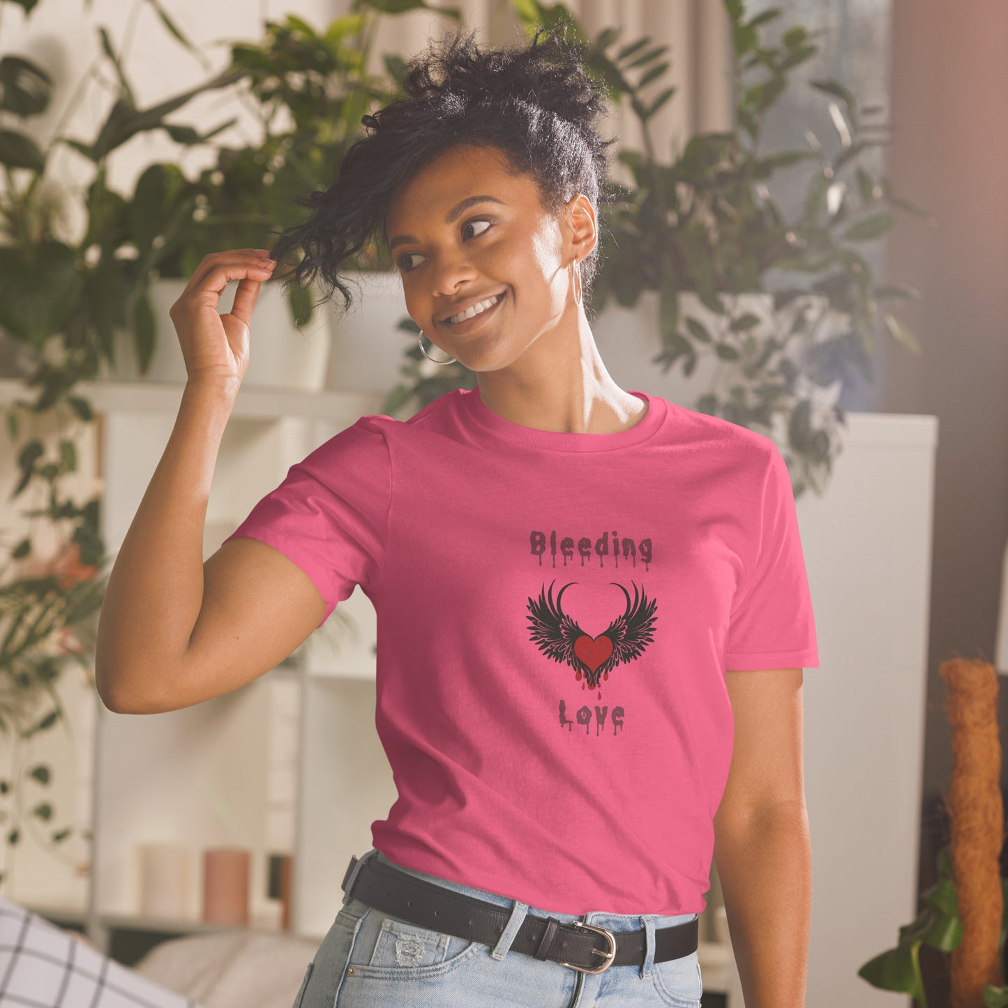 Bleeding Love Dark Angel Wings Heart Bleeding Unisex Tee by EraofInk