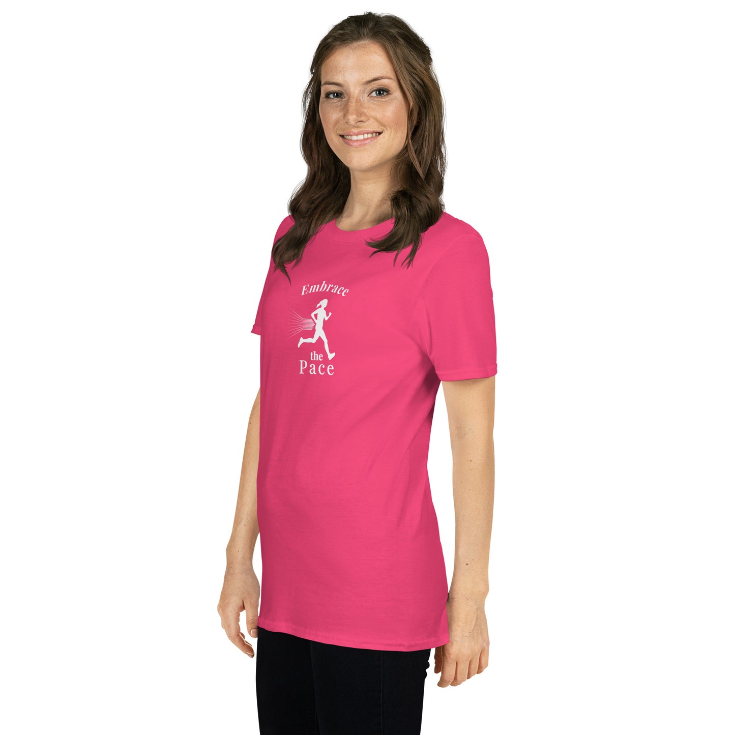 Embrace the Pace Female Runner Unisex Tee by EraofInk
