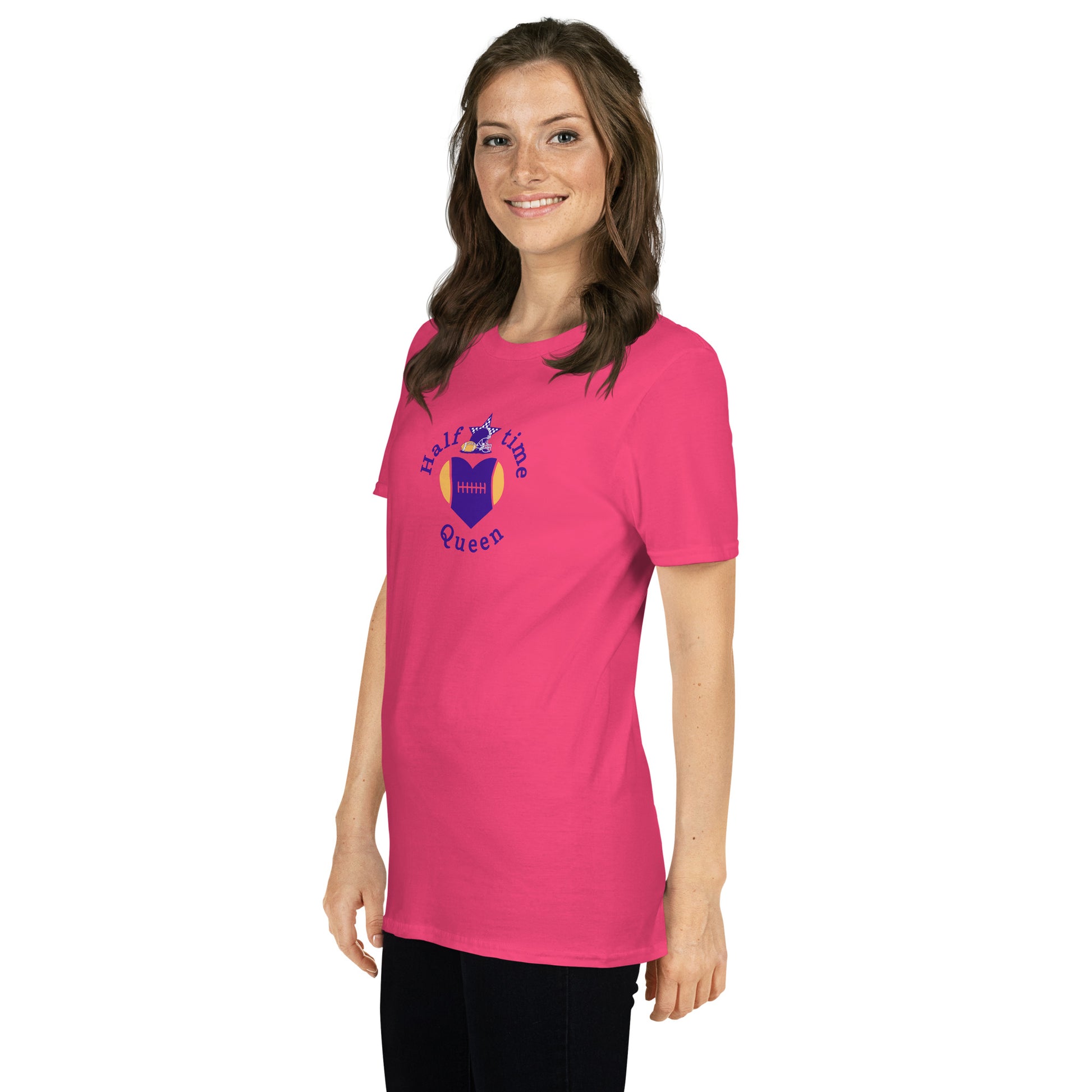 Halftime Queen Football Cheer for Purple & Yellow Unisex Tee by EraofInk