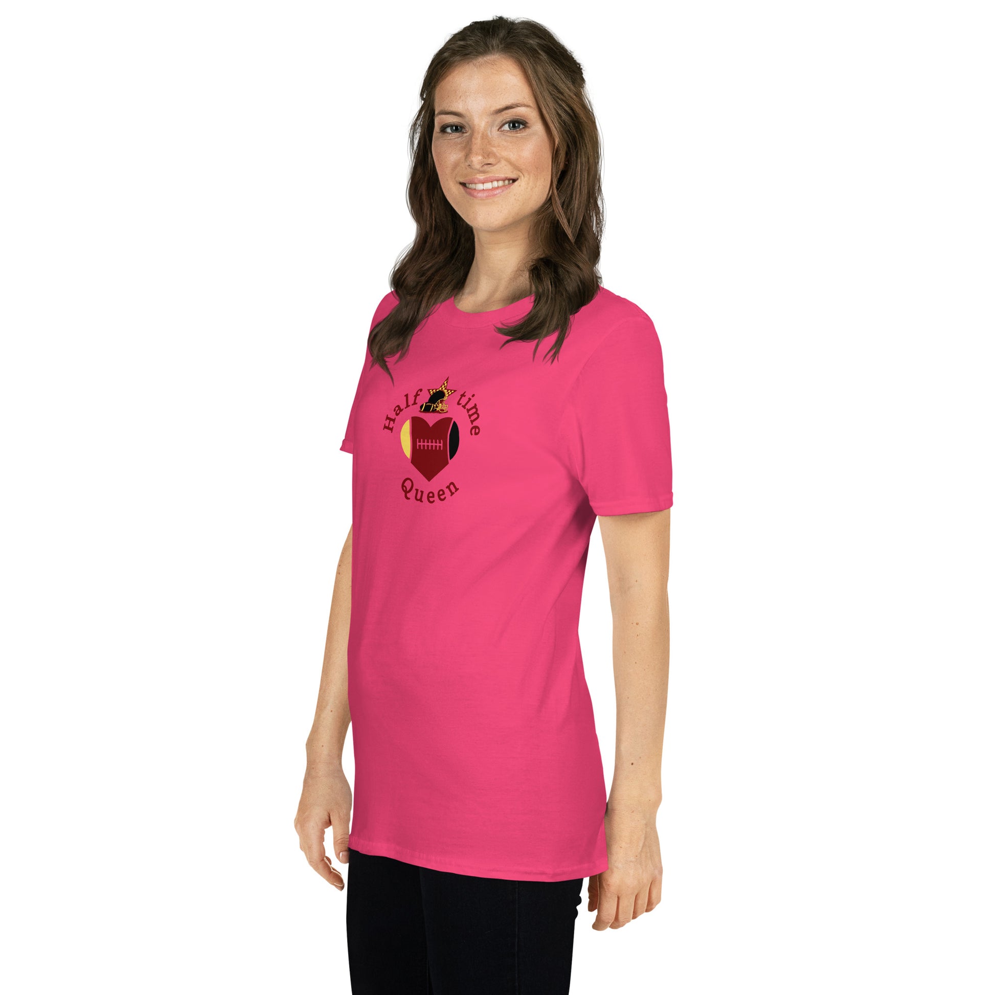 Halftime Queen Football Cheer for Crimson Red Black & Yellow Unisex Tee by EraofInk