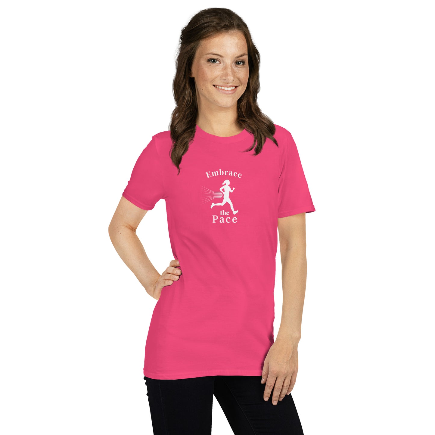 Embrace the Pace Female Runner Unisex Tee by EraofInk