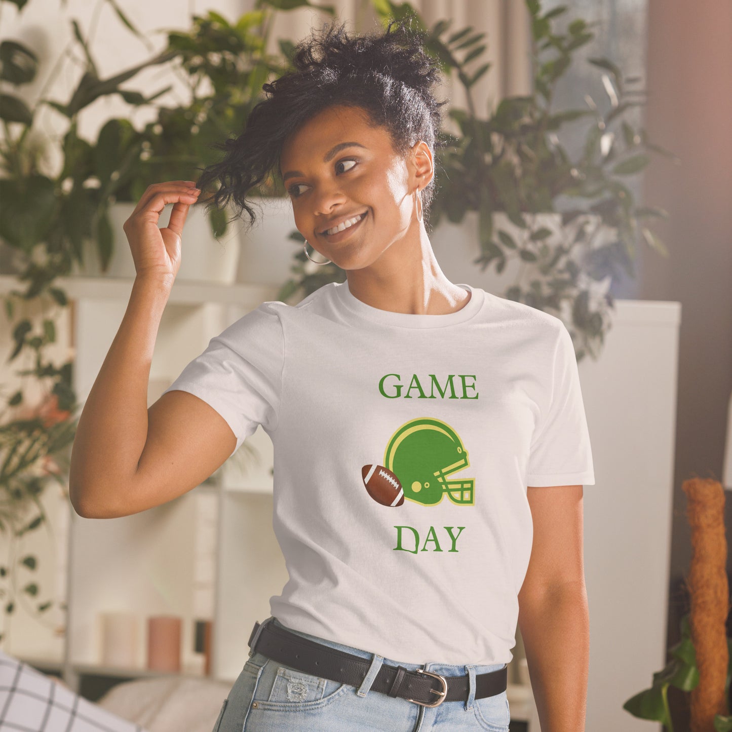 Game Day Football Unisex Tee Cheer for Green & Gold by EraofInk