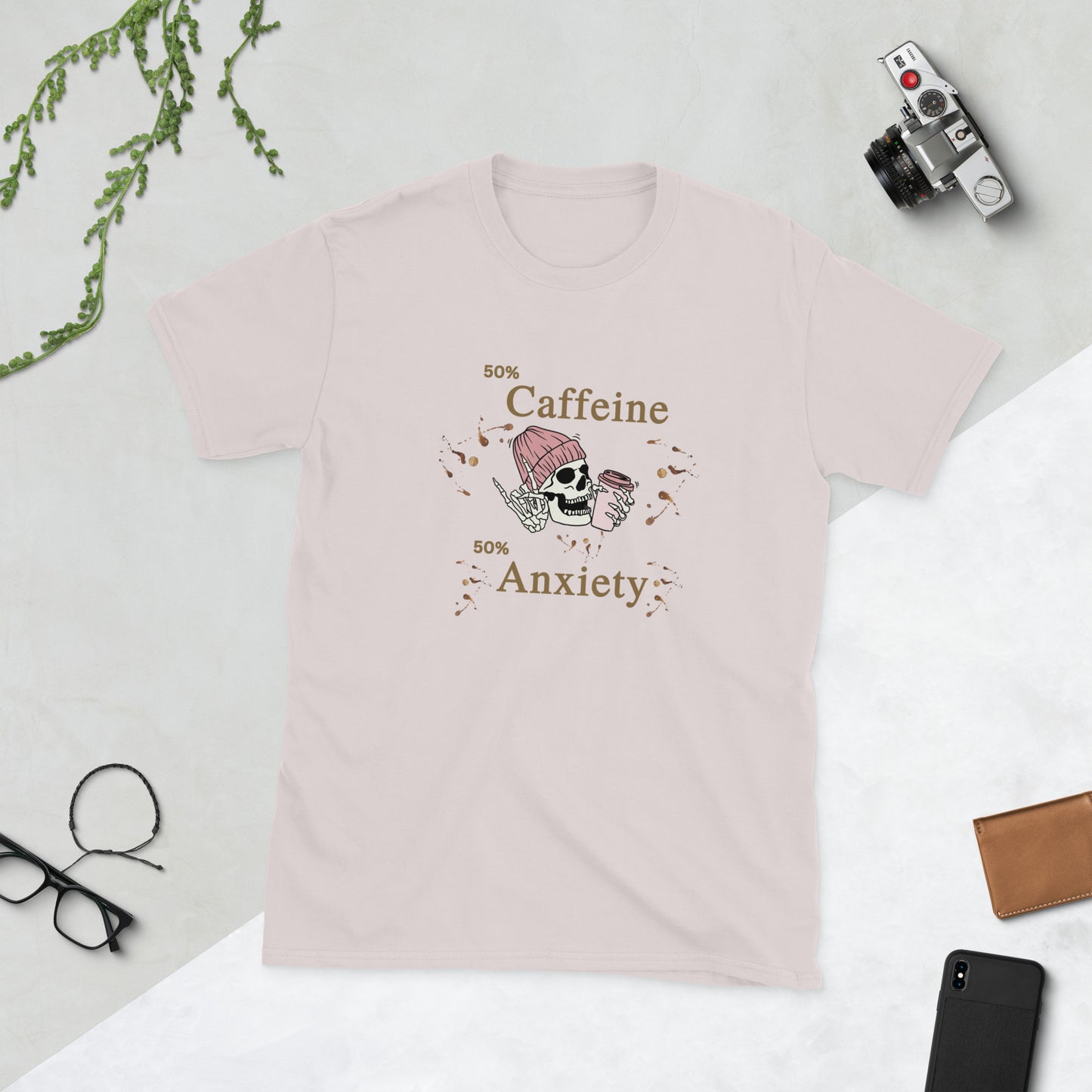 50% Caffeine 50% Anxiety Unisex Tee by EraofInk