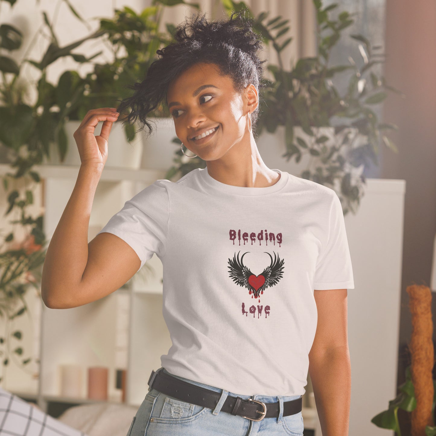 Bleeding Love Dark Angel Wings Heart Bleeding Unisex Tee by EraofInk