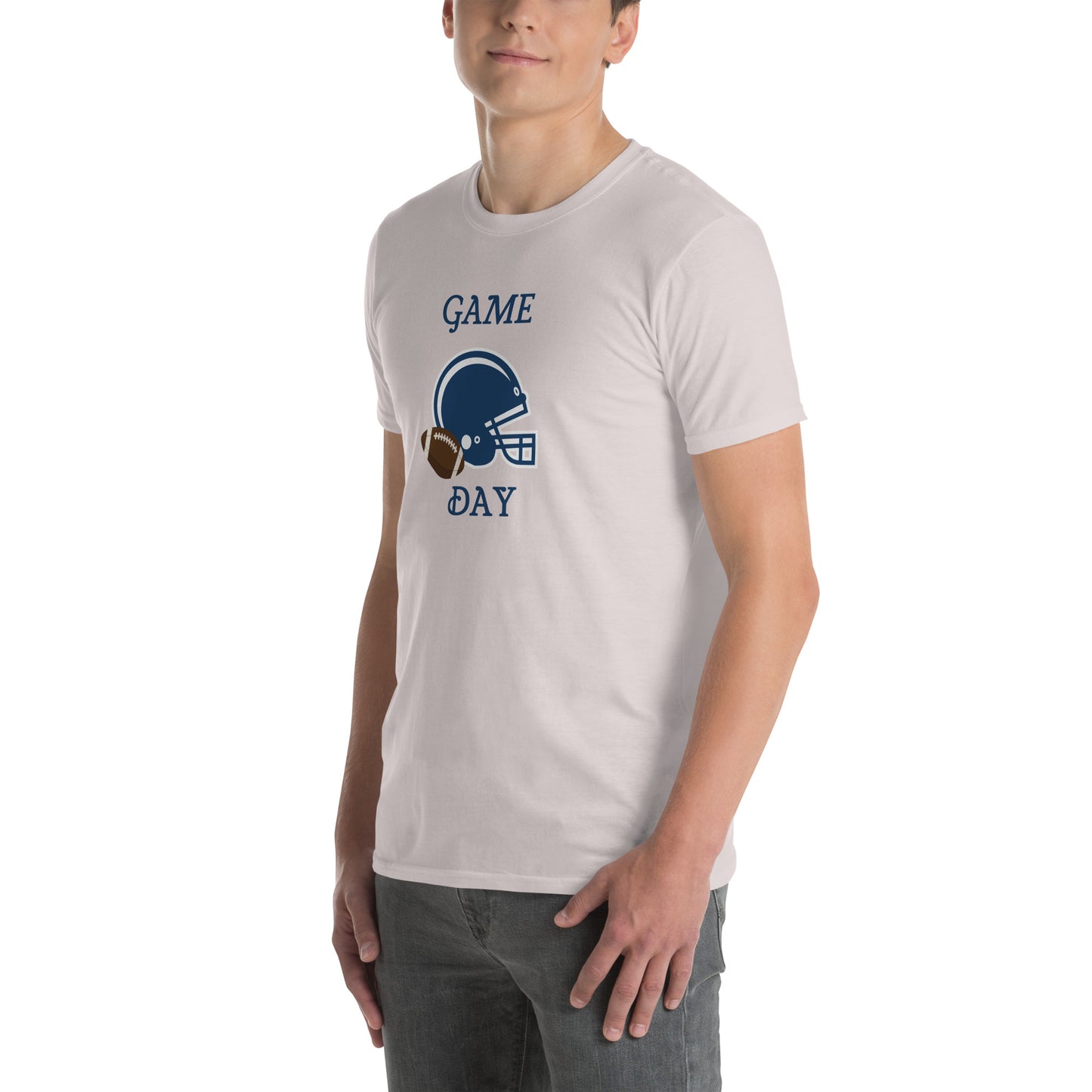 Game Day Football Blue and White Unisex T-Shirt by EraofInk