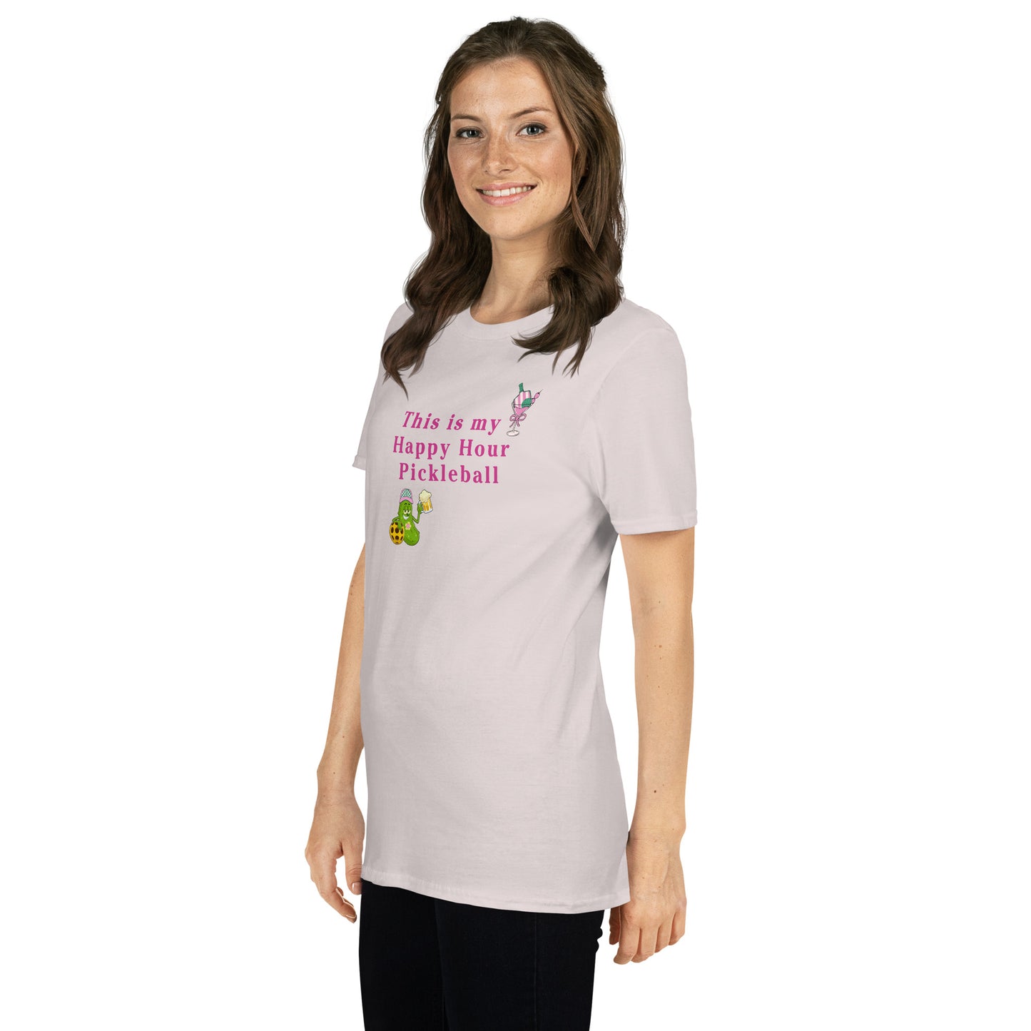 This is My Happy Hour Pickleball Feminine Design Unisex Tee by EraofInk