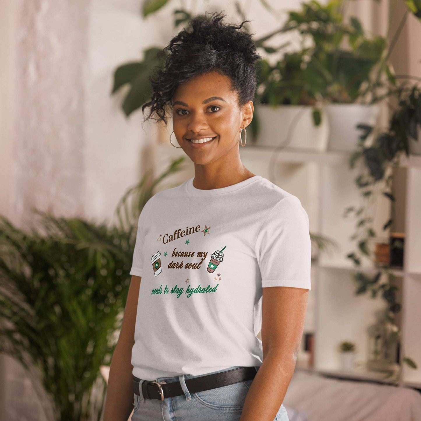 Caffeine Because My Dark Soul Needs To Stay Hydrated Unisex Tee by EraofInk