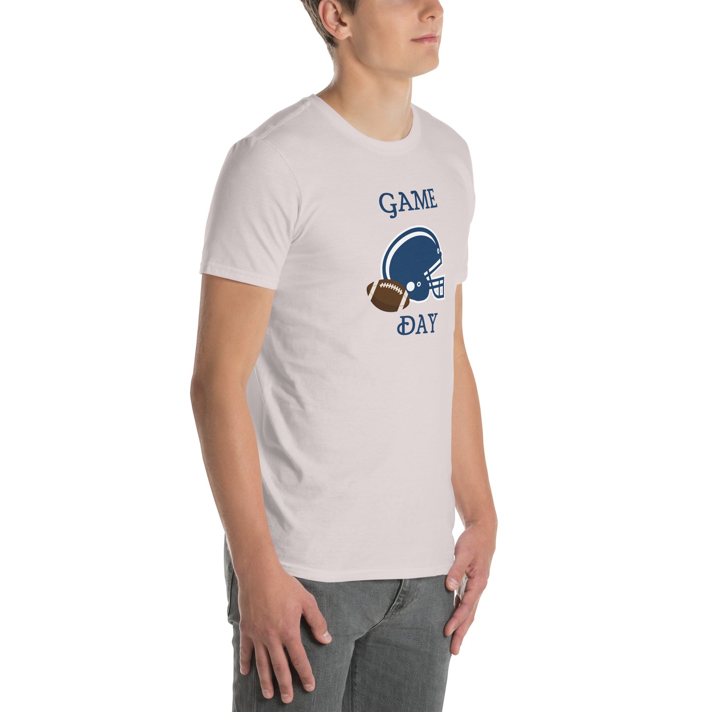 Game Day Football Blue and White Unisex T-Shirt by EraofInk
