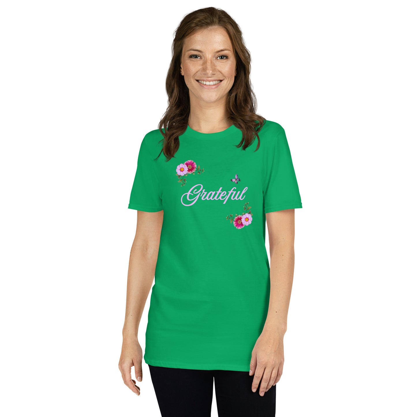 Grateful Floral Design Unisex Tee by Eraofink