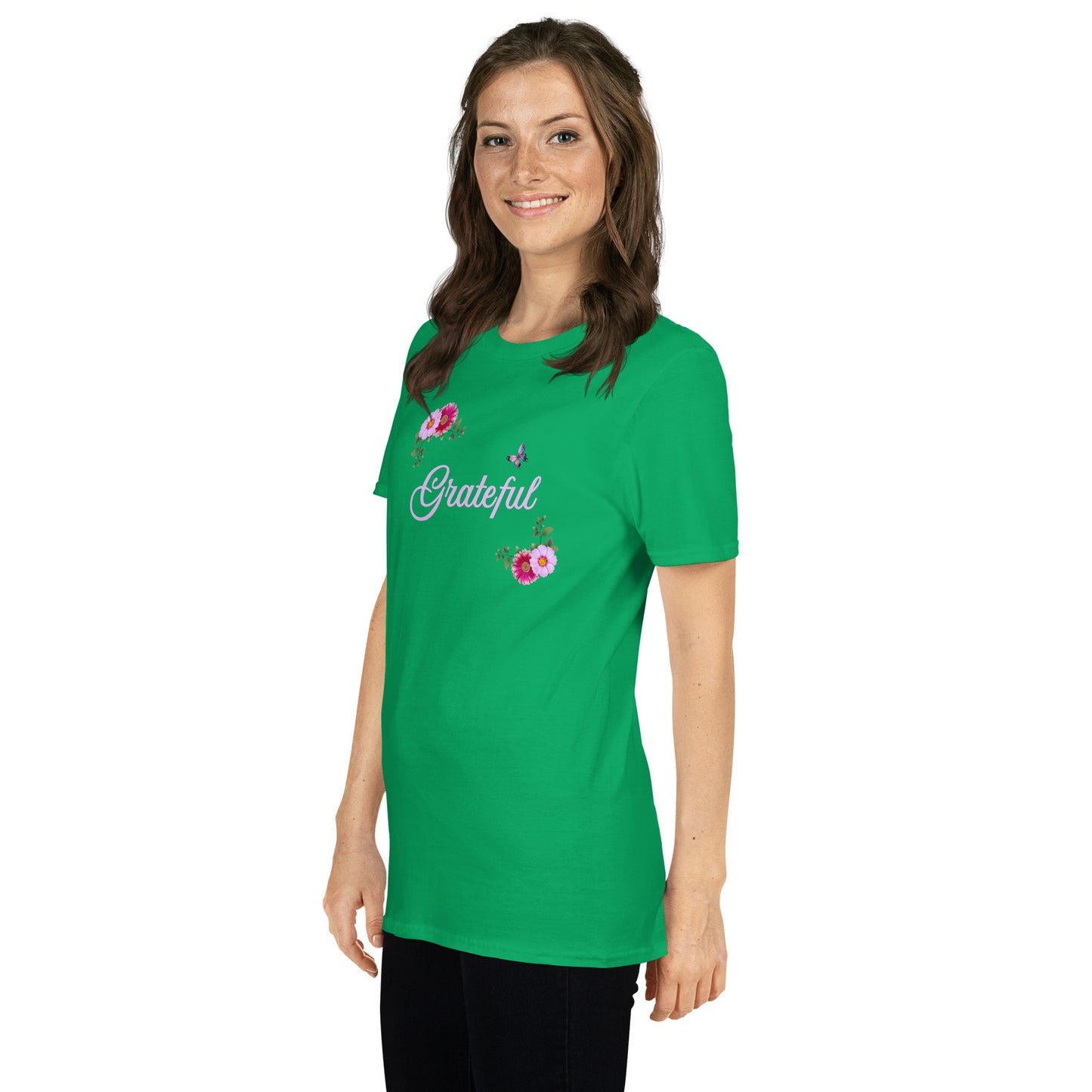 Grateful Floral Design Unisex Tee by Eraofink