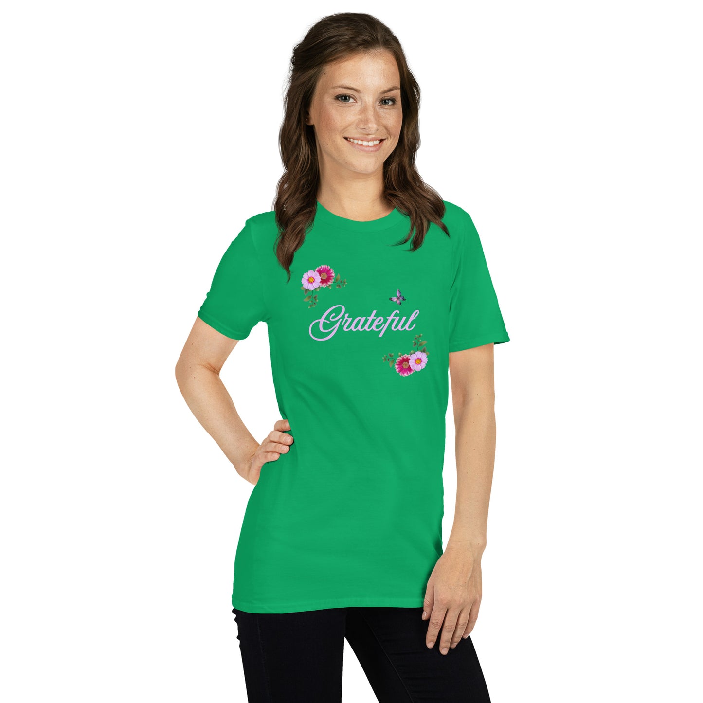 Grateful Floral Design Unisex Tee by Eraofink