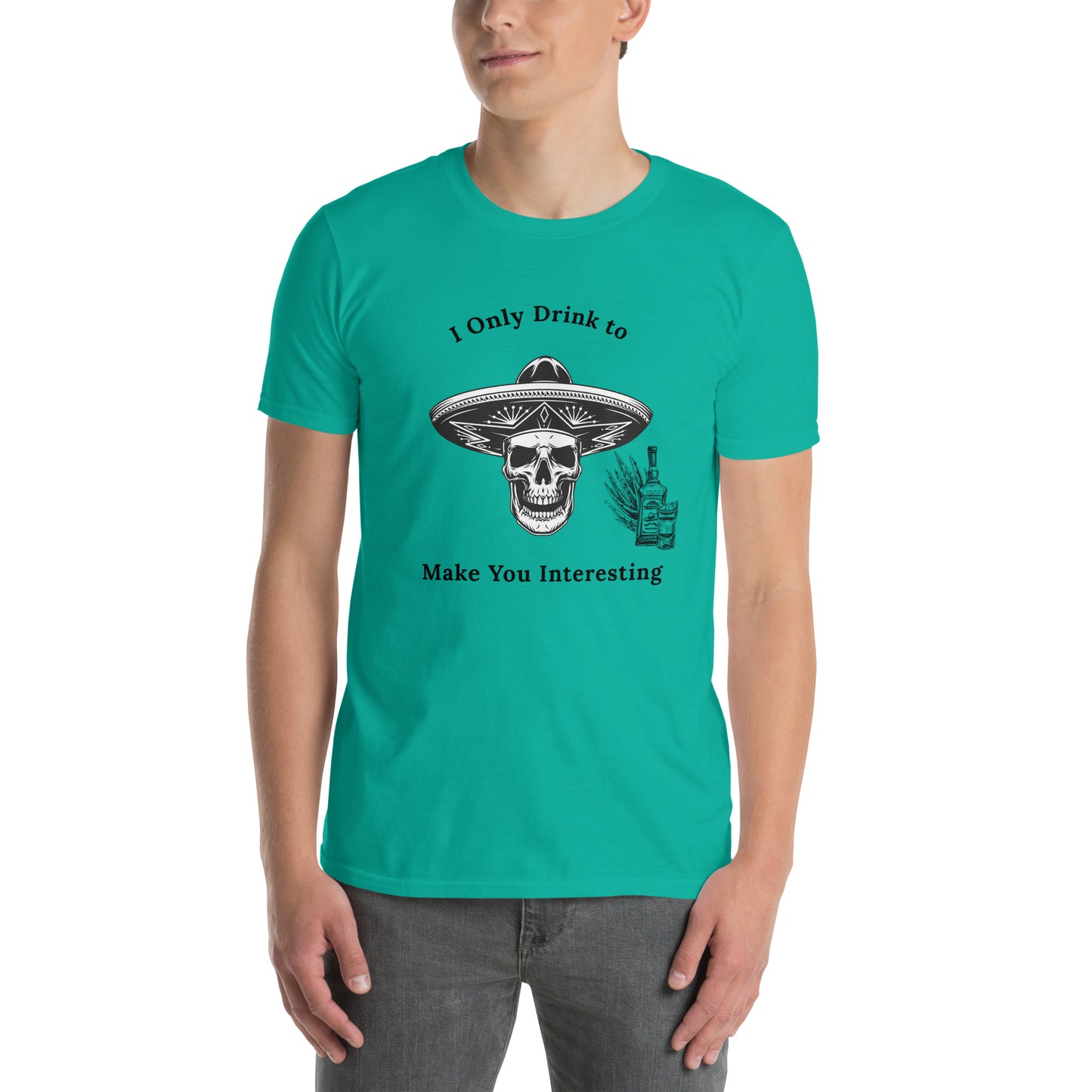 Tequila Drinker's Shirt Skull Wearing Sombrero with Tequila by EraofInk