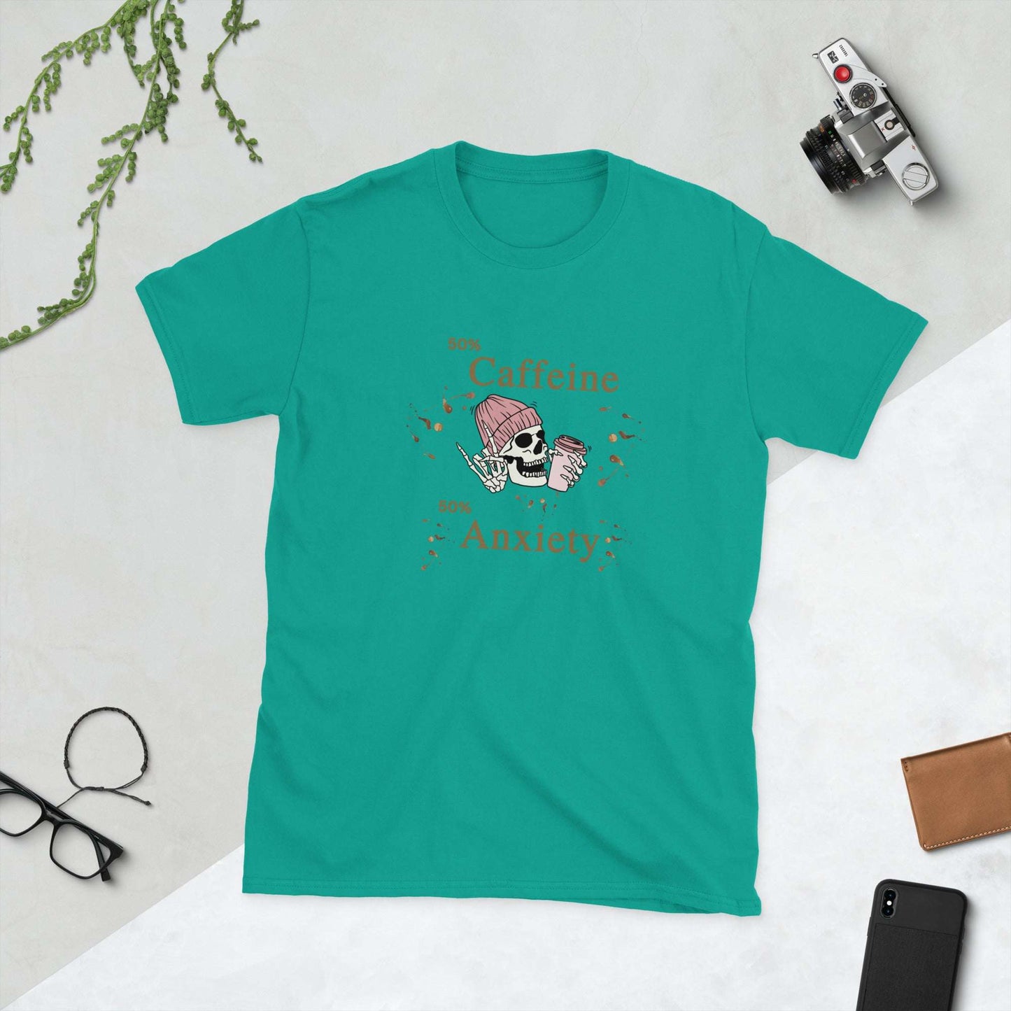 50% Caffeine 50% Anxiety Unisex Tee by EraofInk