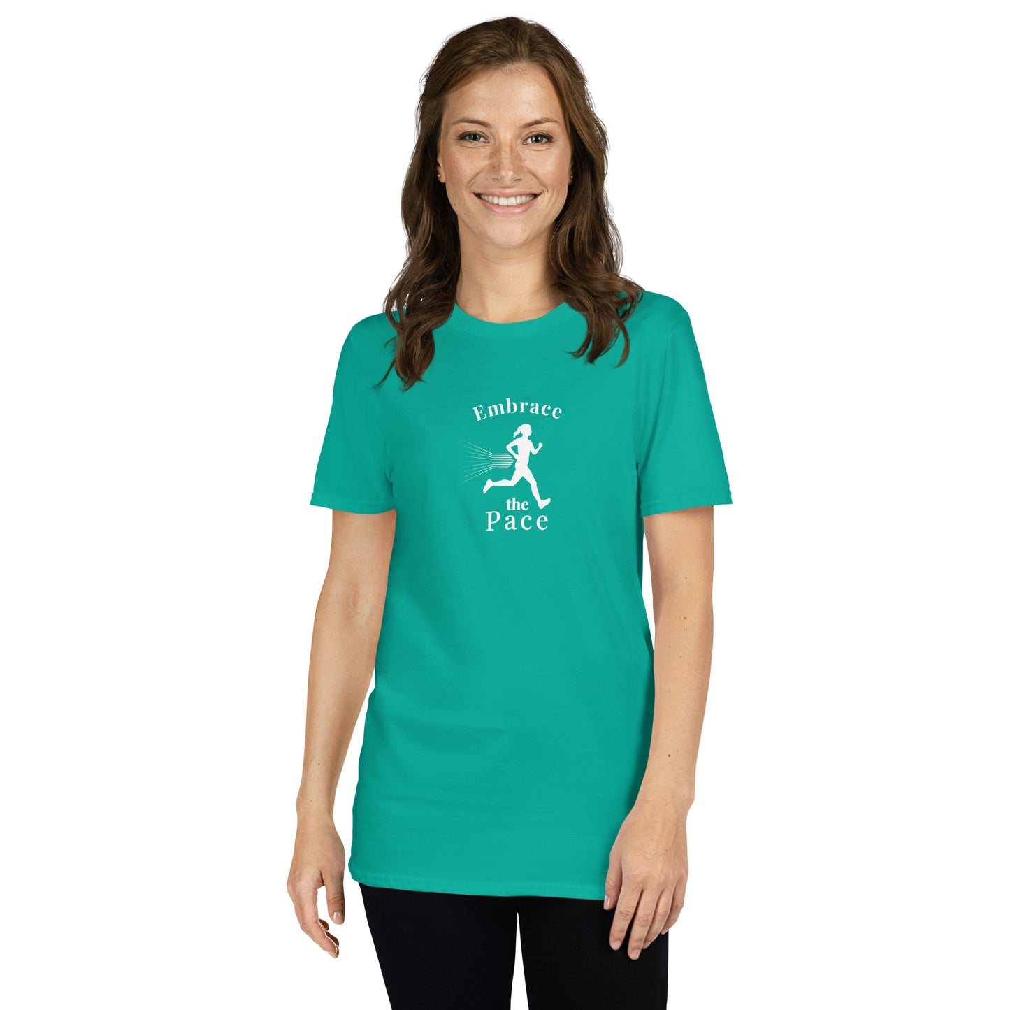Embrace the Pace Female Runner Unisex Tee by EraofInk