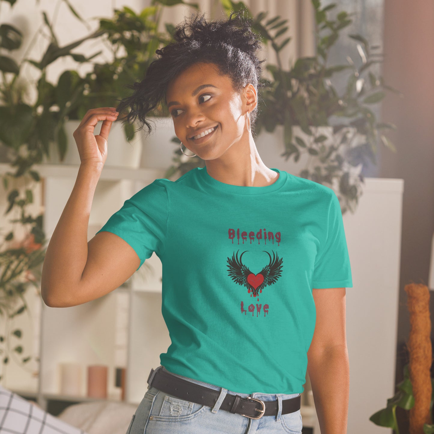 Bleeding Love Dark Angel Wings Heart Bleeding Unisex Tee by EraofInk