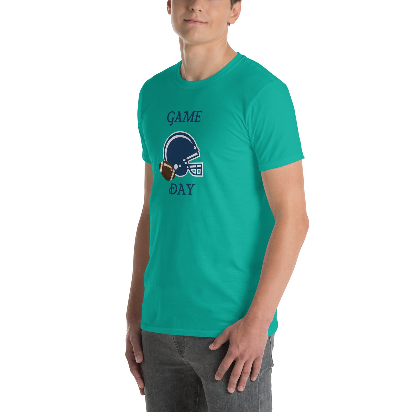 Game Day Football Blue and White Unisex T-Shirt by EraofInk