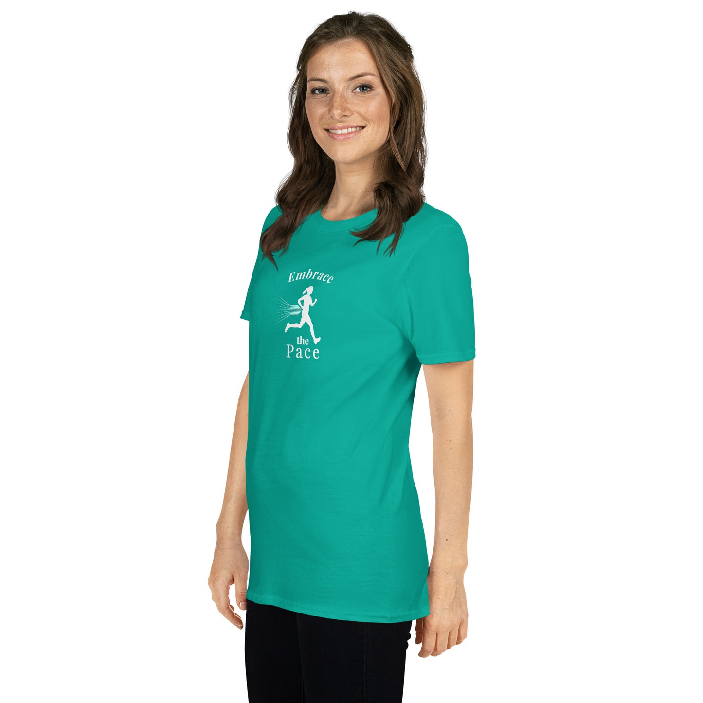 Embrace the Pace Female Runner Unisex Tee by EraofInk