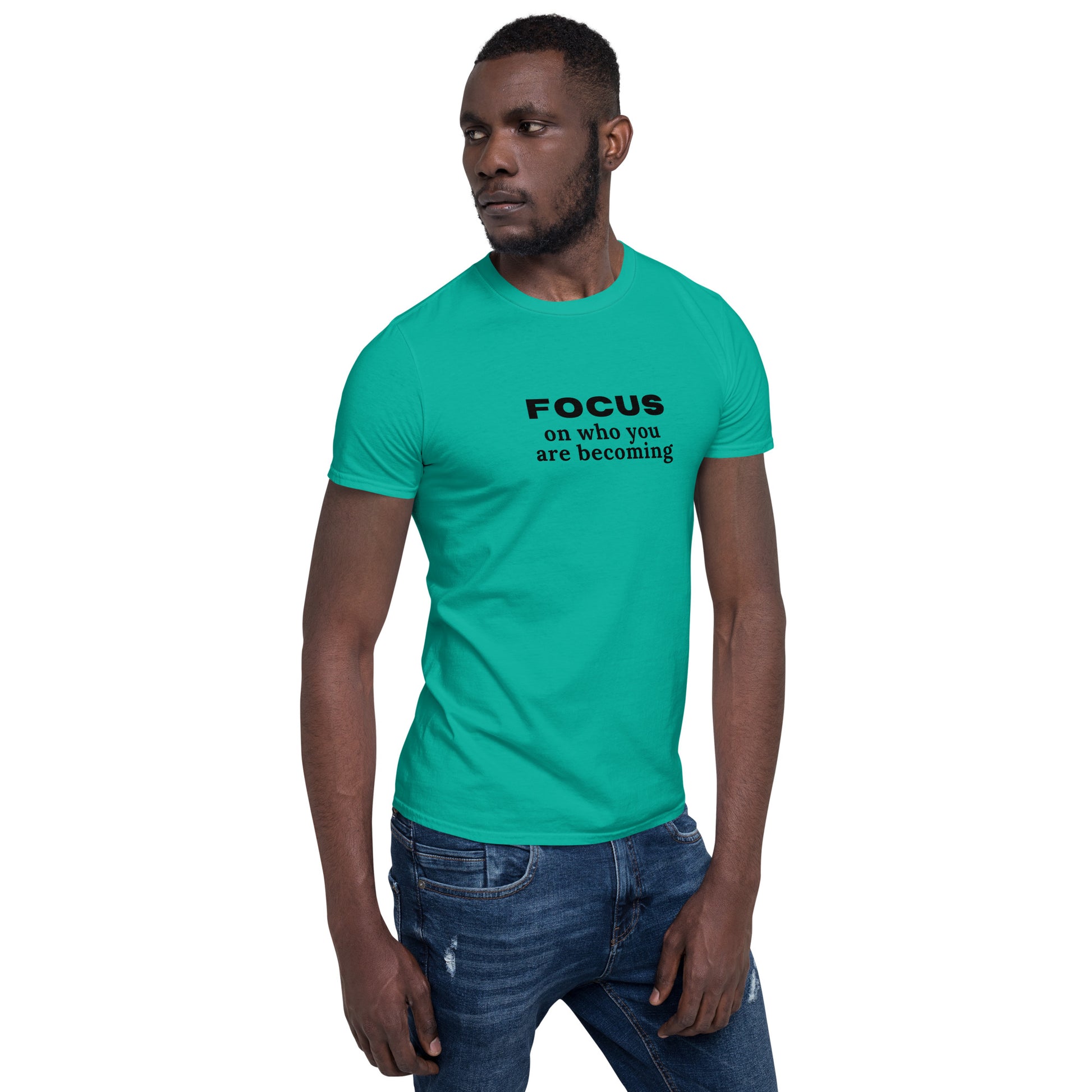 Words of Encouragment Focus on Who You Are Becoming Unisex Tee by Eraofink