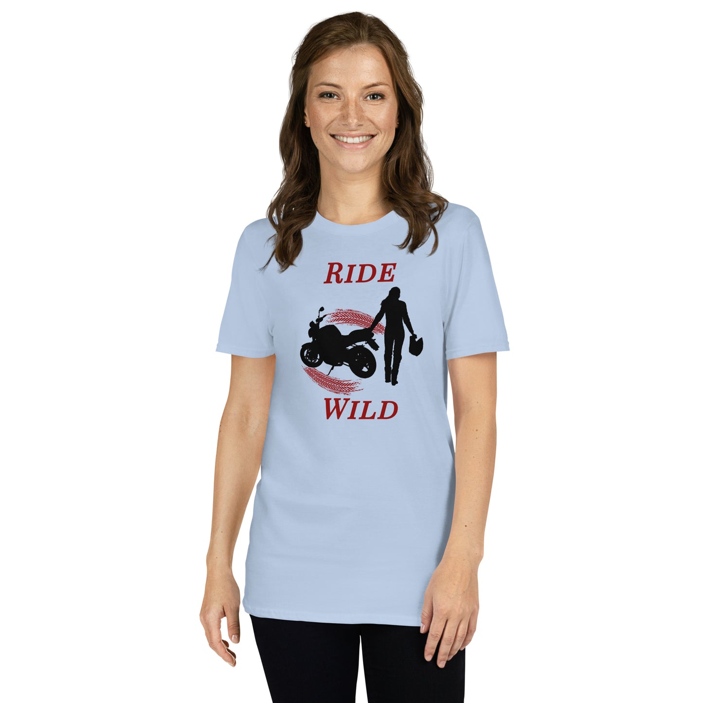 Ride Wild Motorcycle Biker Girl Unisex Tee by EraofInk