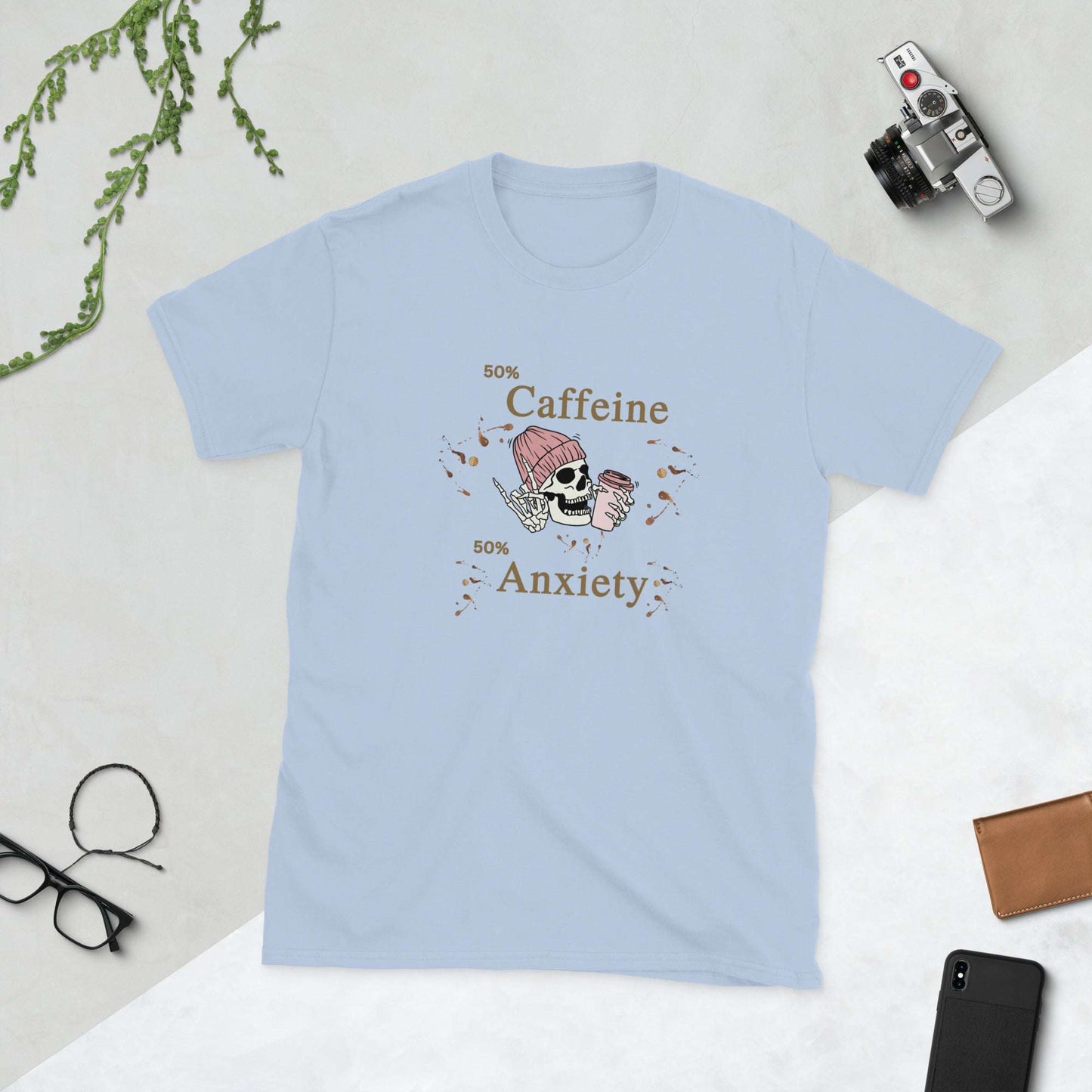 50% Caffeine 50% Anxiety Unisex Tee by EraofInk