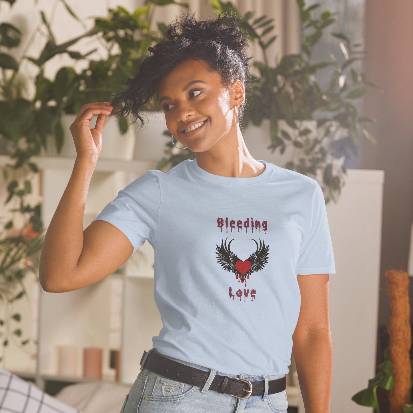 Bleeding Love Dark Angel Wings Heart Bleeding Unisex Tee by EraofInk