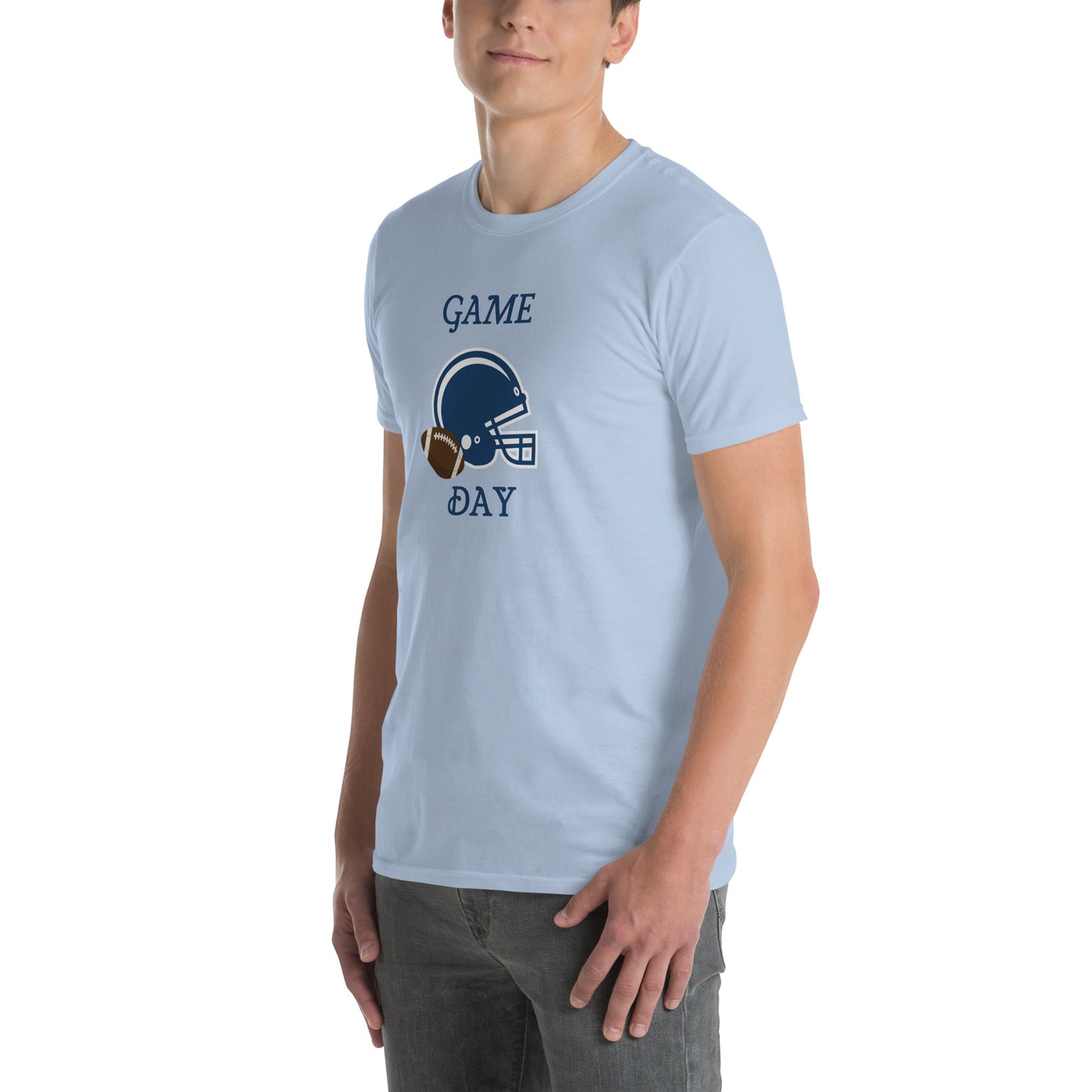 Game Day Football Blue and White Unisex T-Shirt by EraofInk