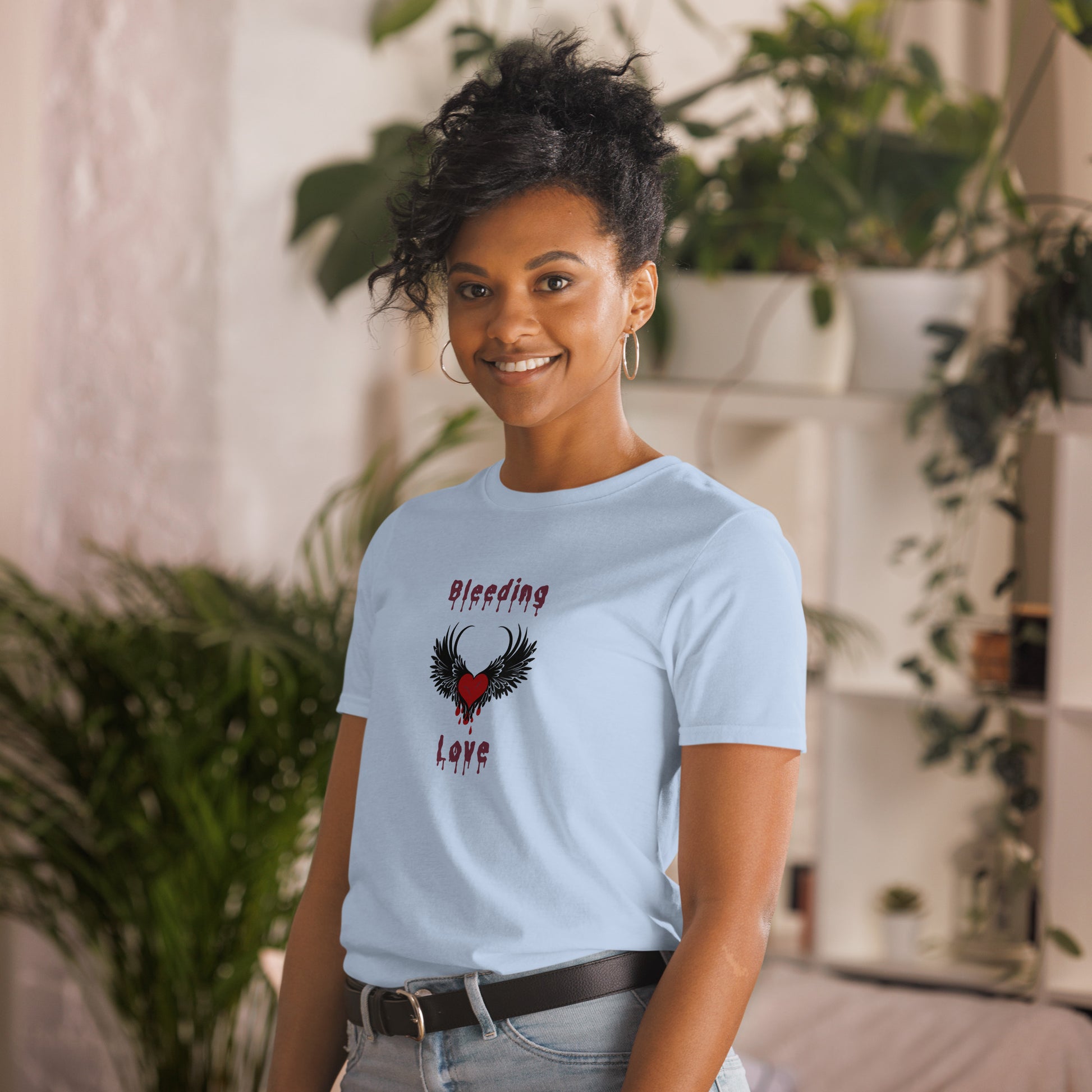 Bleeding Love Dark Angel Wings Heart Bleeding Unisex Tee by EraofInk