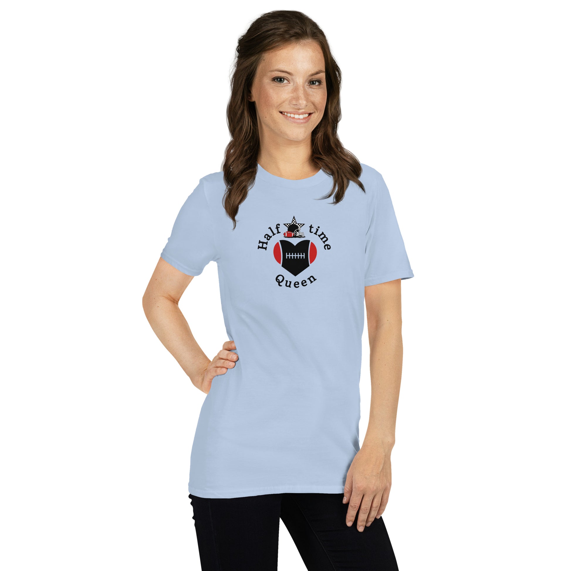 Halftime Queen Football Cheer for Red & Black Unisex Tee by EraofInk