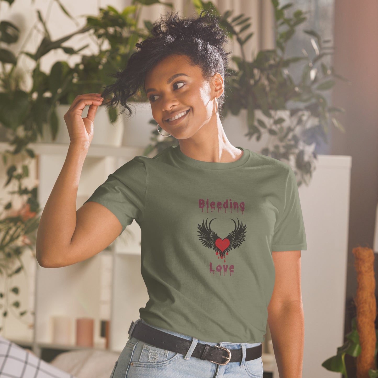 Bleeding Love Dark Angel Wings Heart Bleeding Unisex Tee by EraofInk