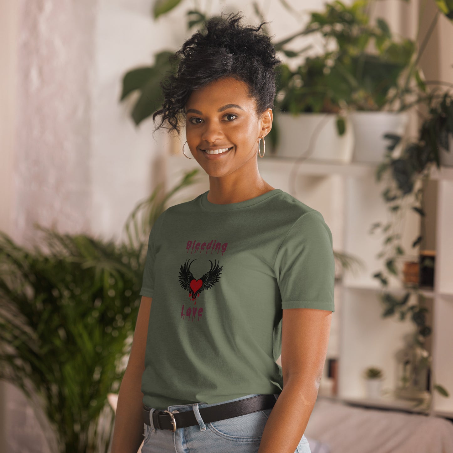 Bleeding Love Dark Angel Wings Heart Bleeding Unisex Tee by EraofInk