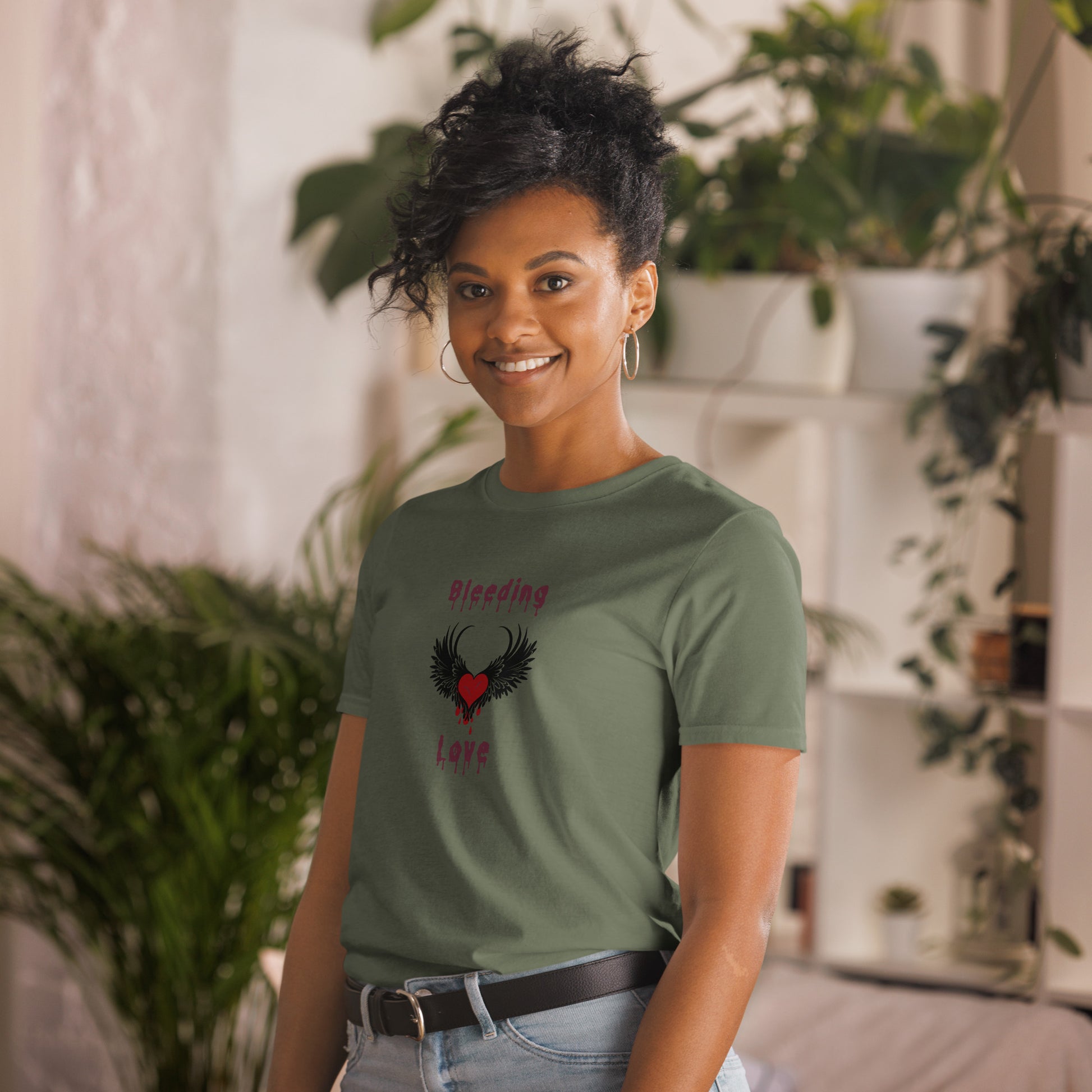 Bleeding Love Dark Angel Wings Heart Bleeding Unisex Tee by EraofInk