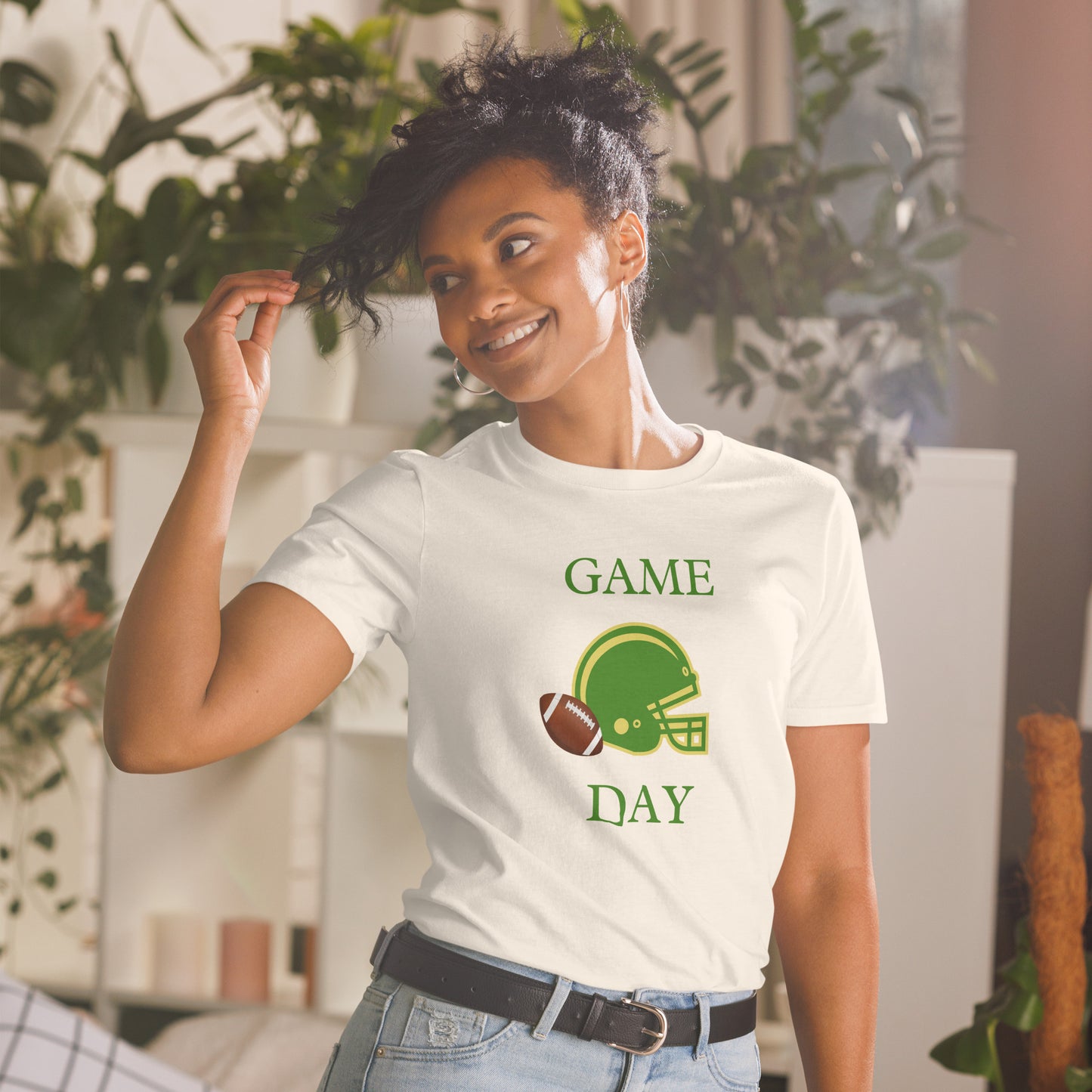 Game Day Football Unisex Tee Cheer for Green & Gold by EraofInk