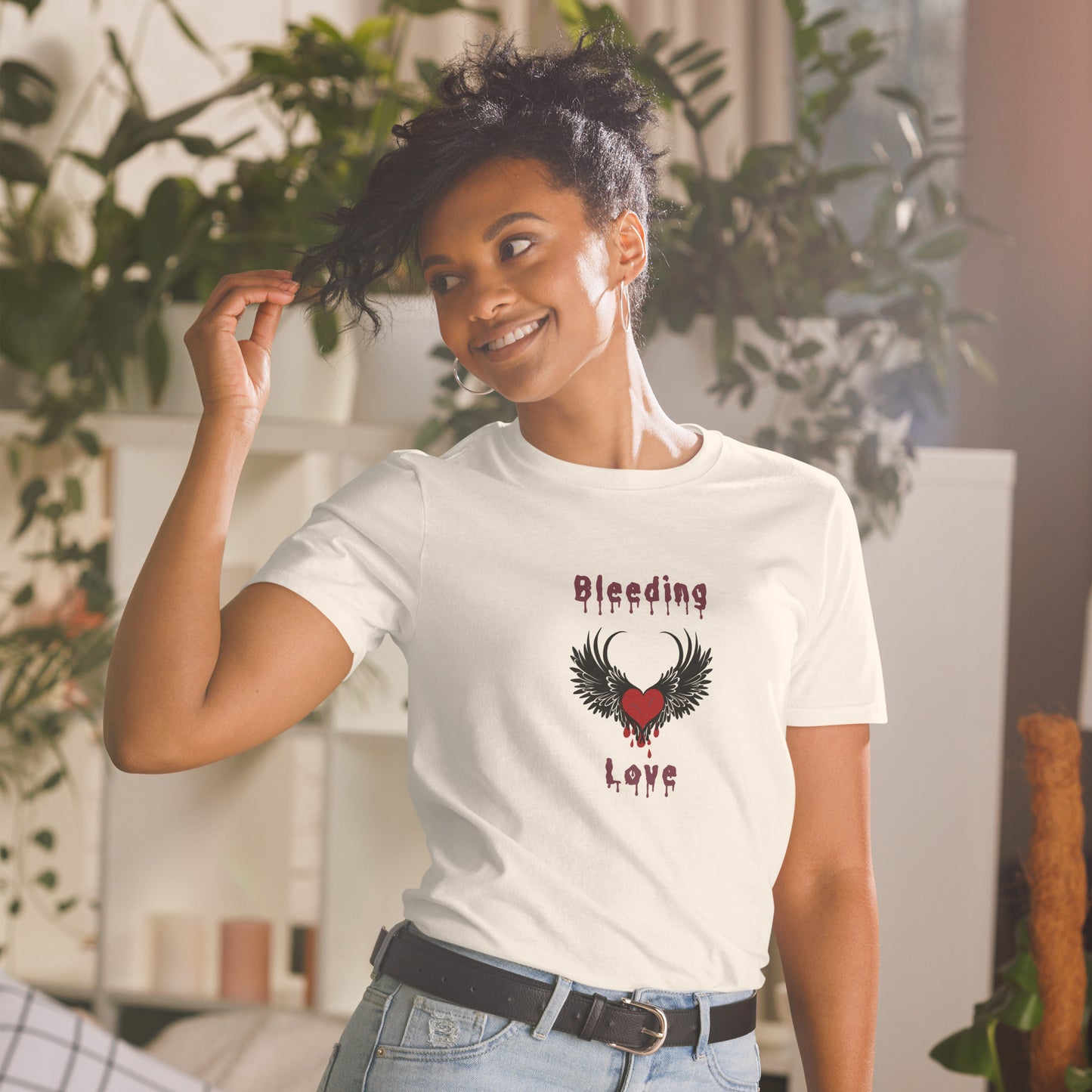 Bleeding Love Dark Angel Wings Heart Bleeding Unisex Tee by EraofInk