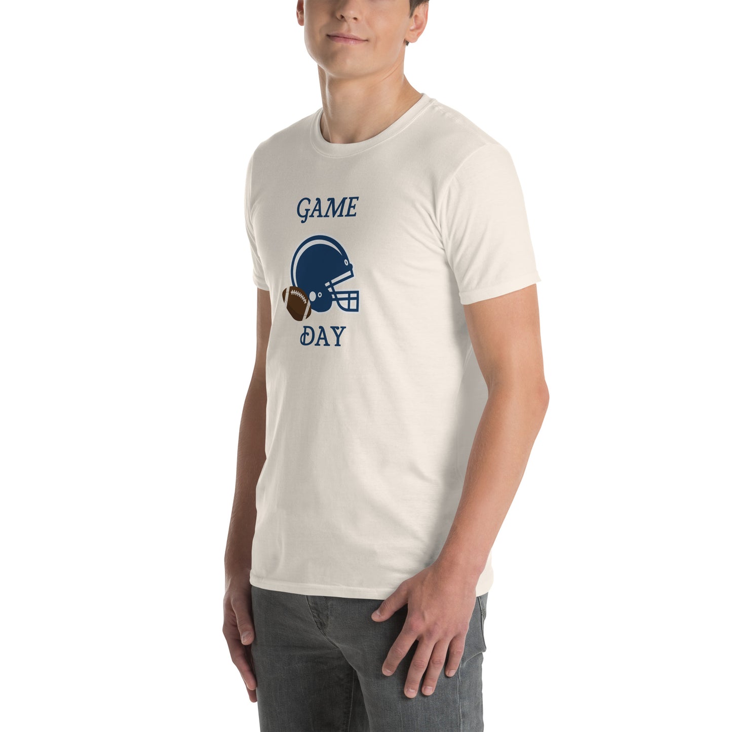 Game Day Football Blue and White Unisex T-Shirt by EraofInk