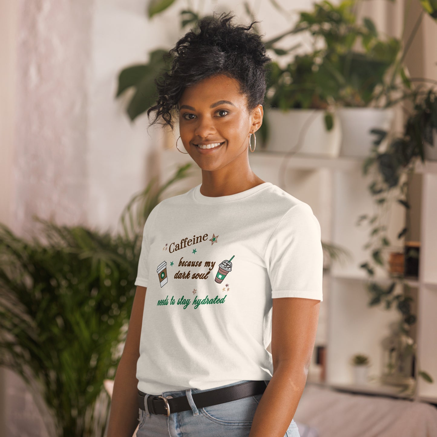 Caffeine Because My Dark Soul Needs To Stay Hydrated Unisex Tee by EraofInk