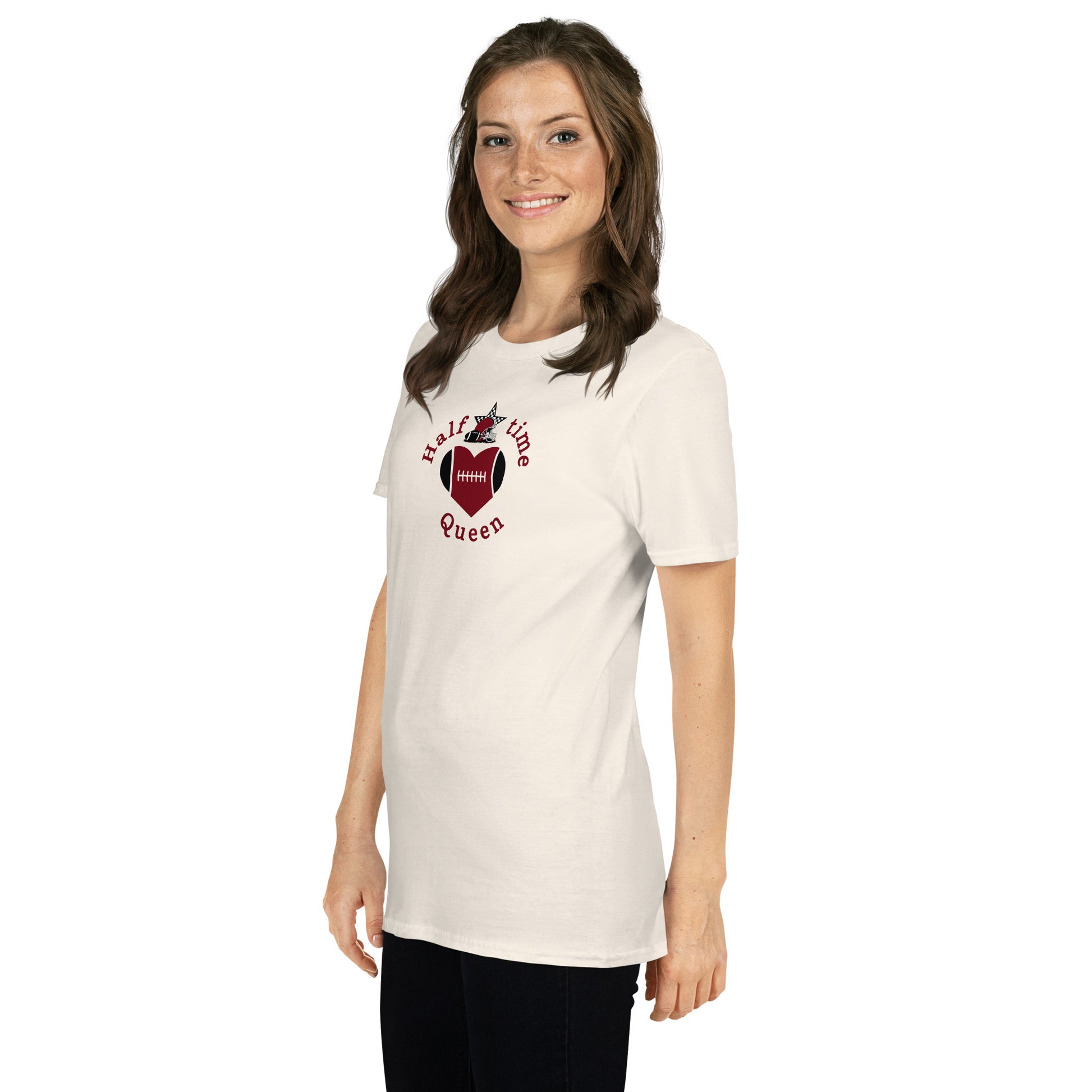Halftime Queen Football Cheer for Red & Black Unisex Tee by EraofInk