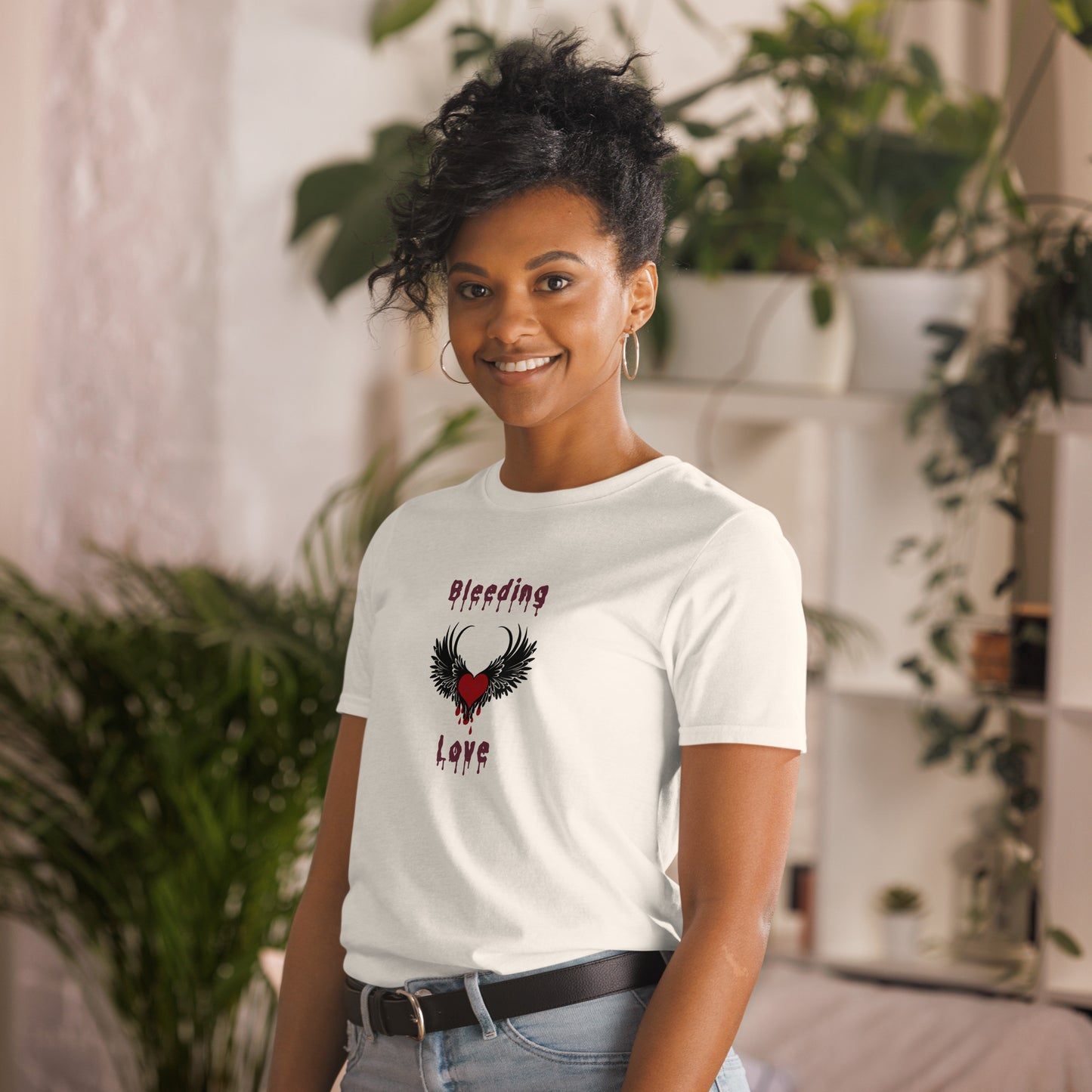Bleeding Love Dark Angel Wings Heart Bleeding Unisex Tee by EraofInk