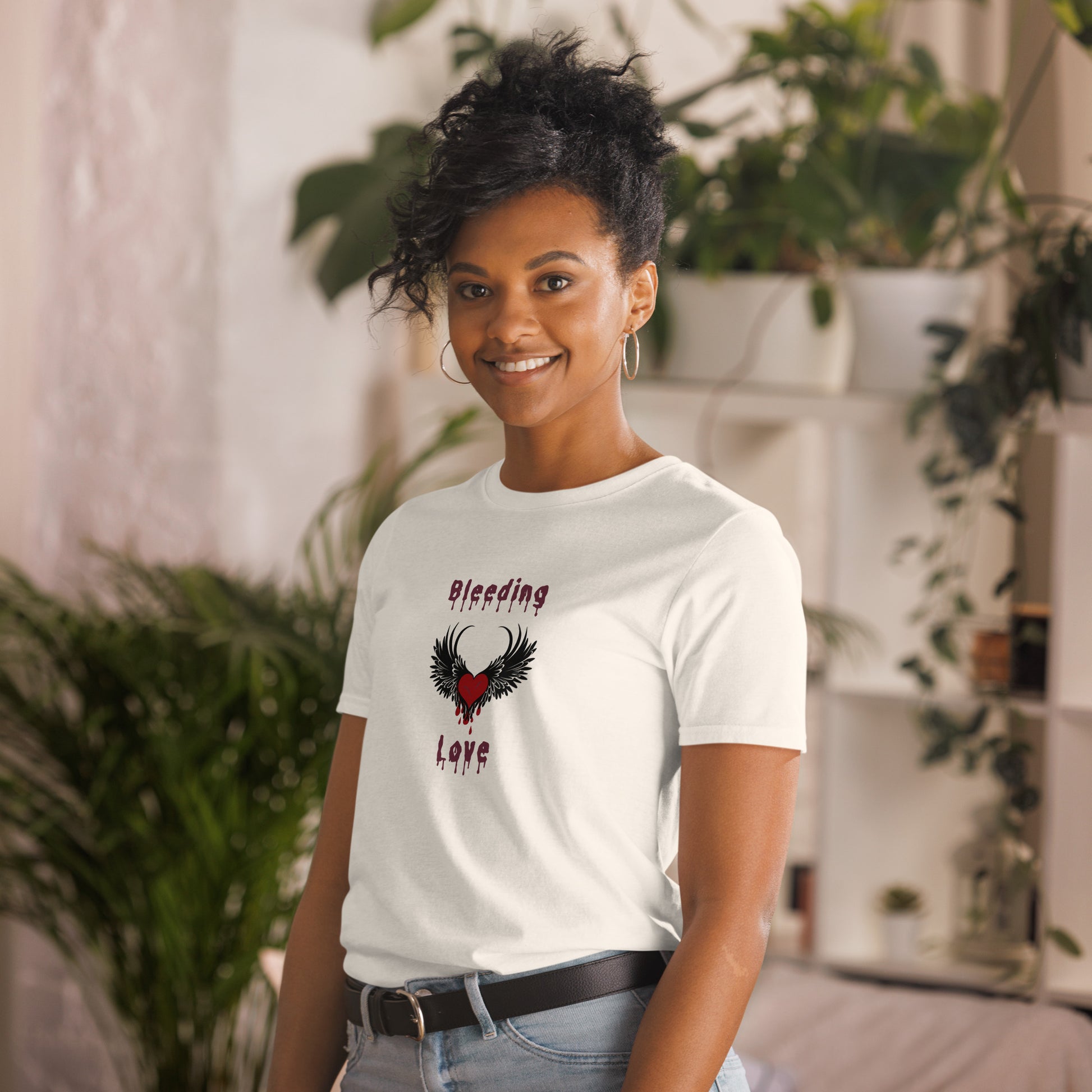 Bleeding Love Dark Angel Wings Heart Bleeding Unisex Tee by EraofInk